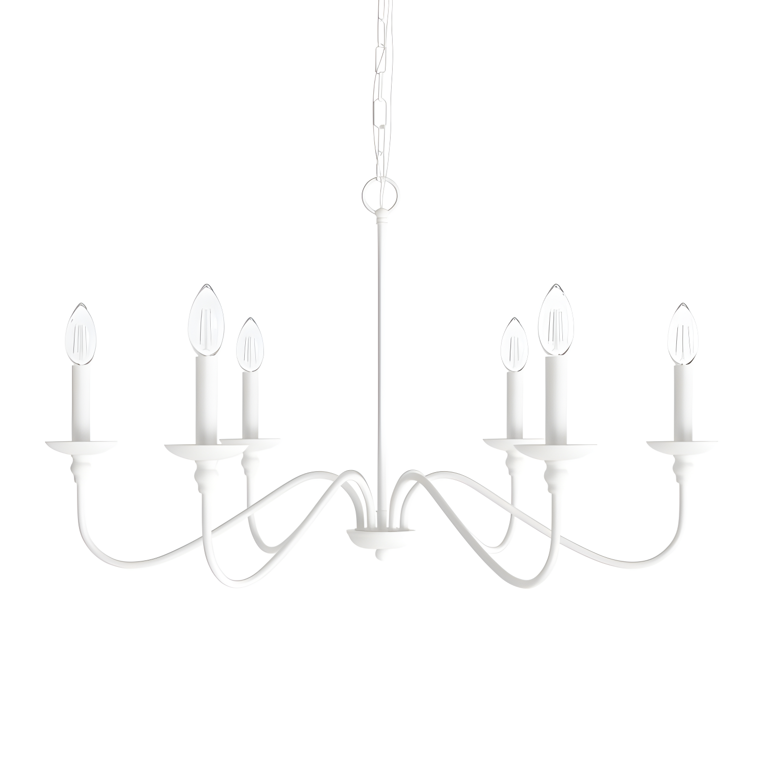 White Metal 6-Light Candle Style Chandelier