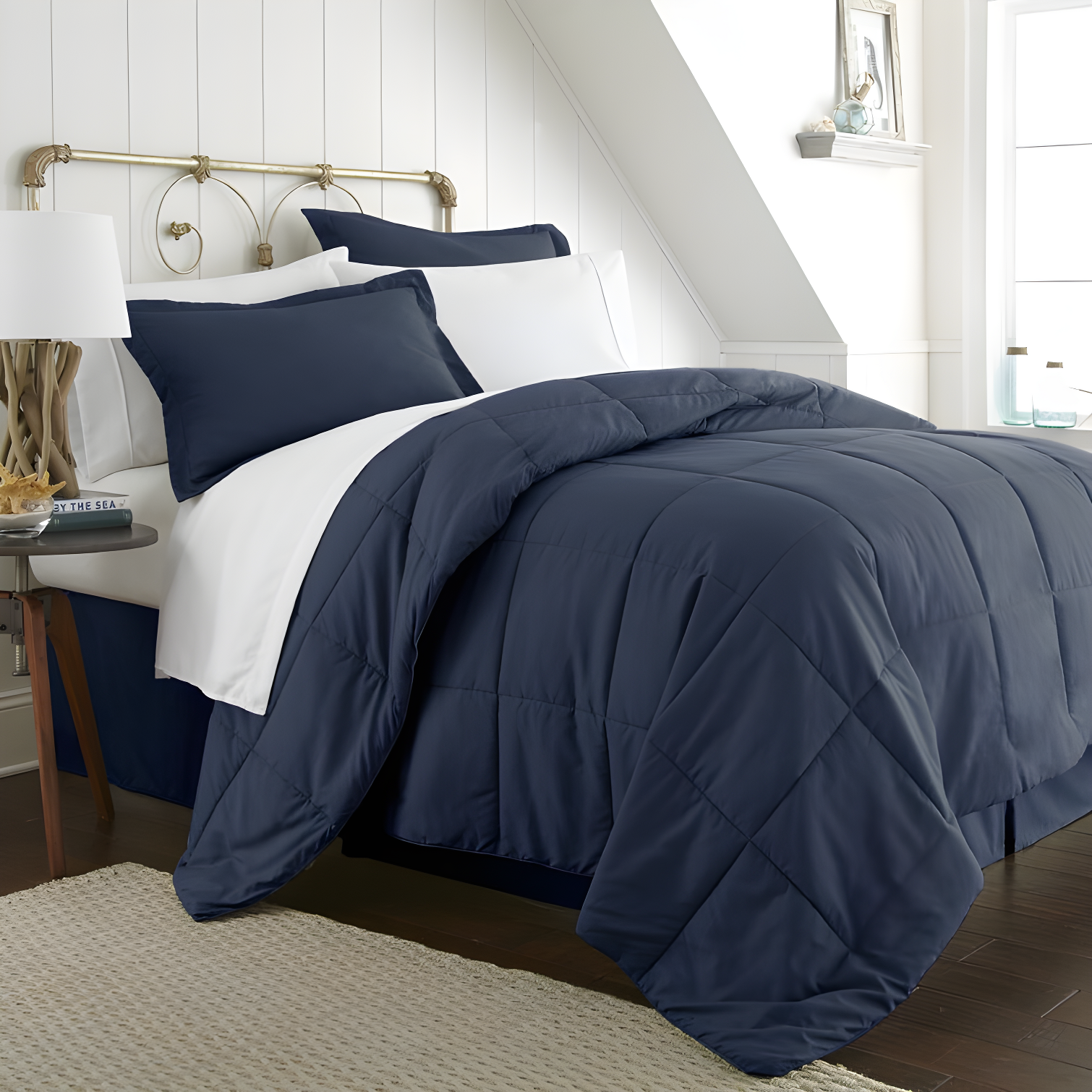 Navy Microfiber Full Bed in a Bag Set