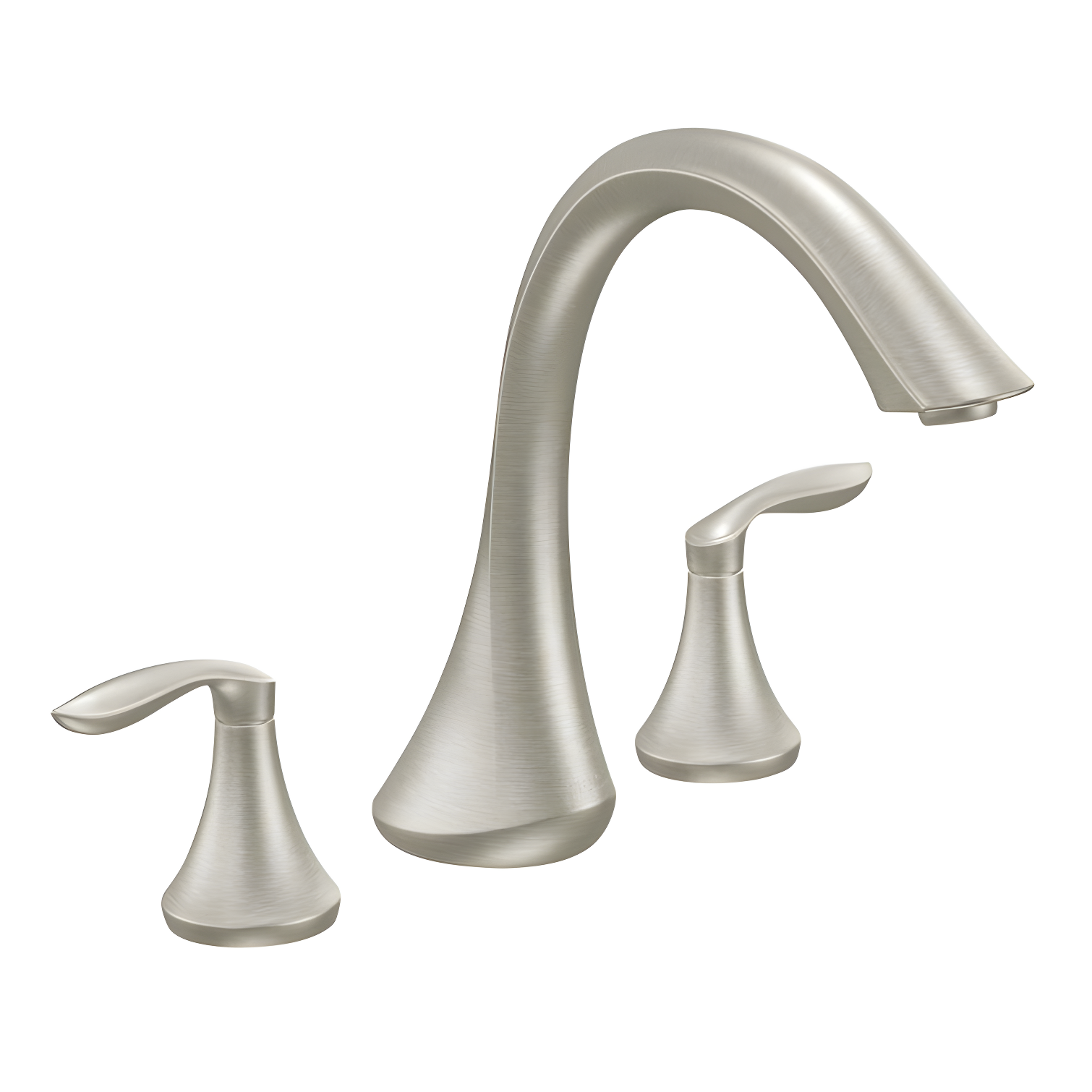 Brushed Nickel Transitional Two-Handle Deck Mount Roman Tub Faucet