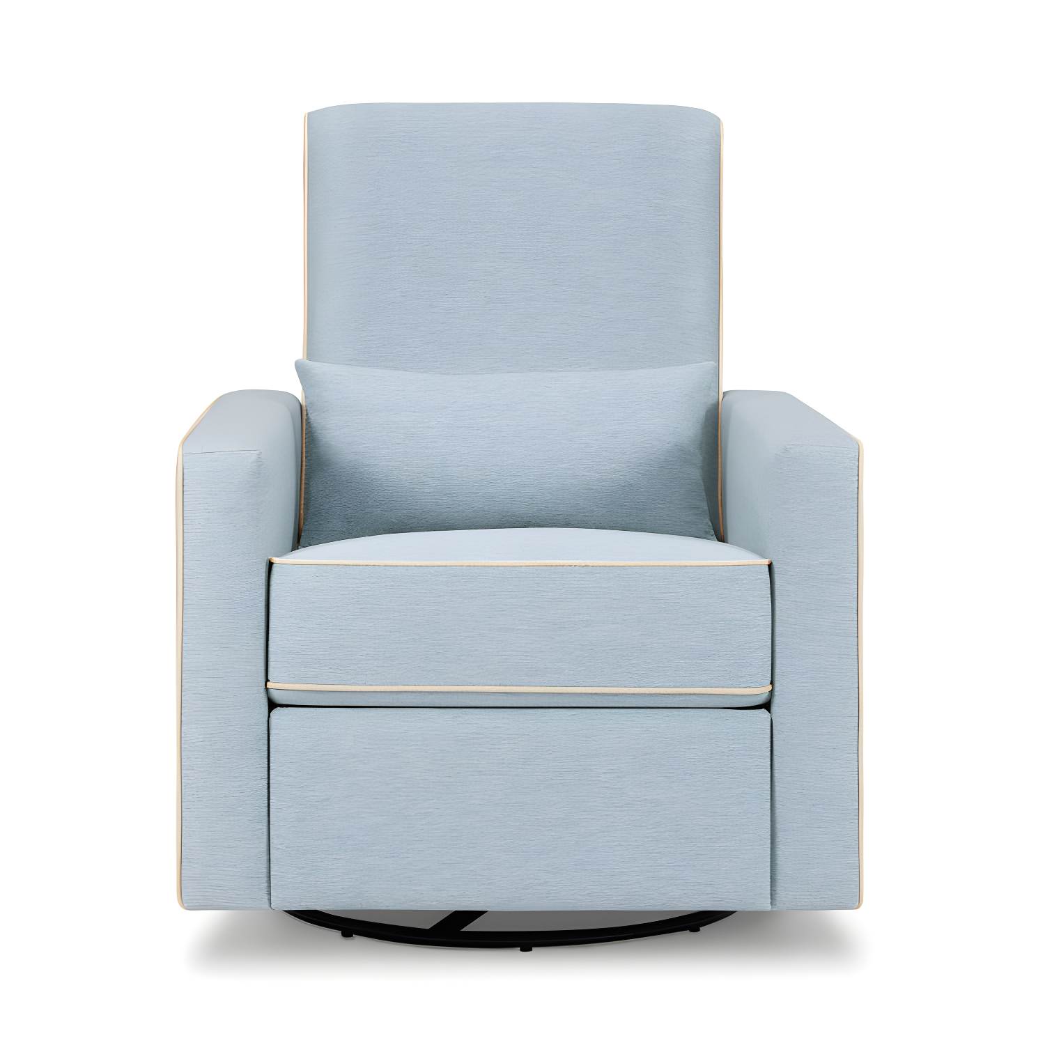 Heathered Blue Swivel Recliner with Cream Piping