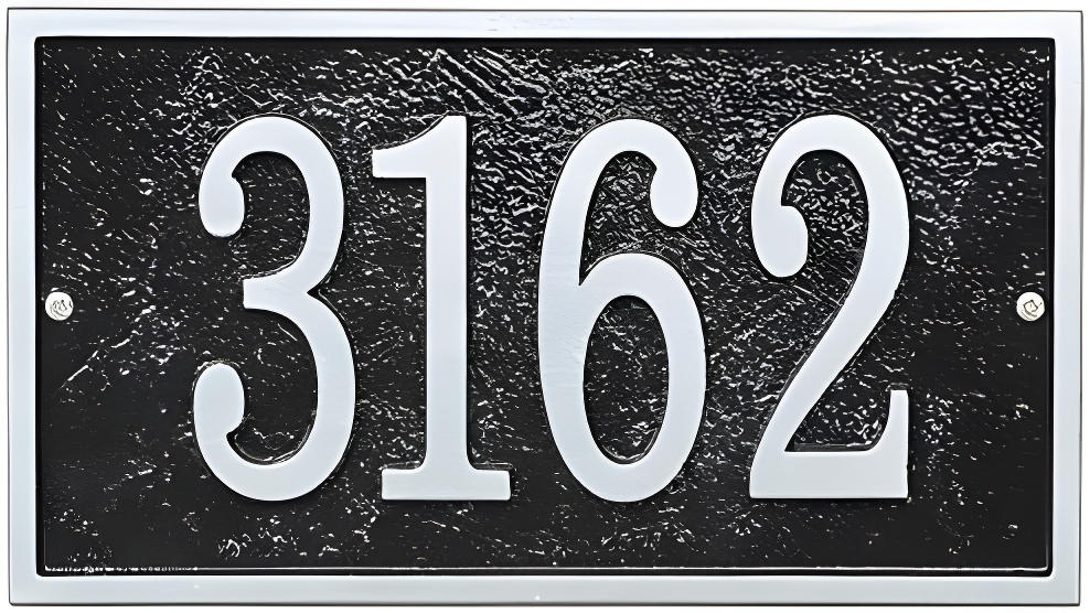 Black and Silver Metal Rectangle House Numbers Plaque