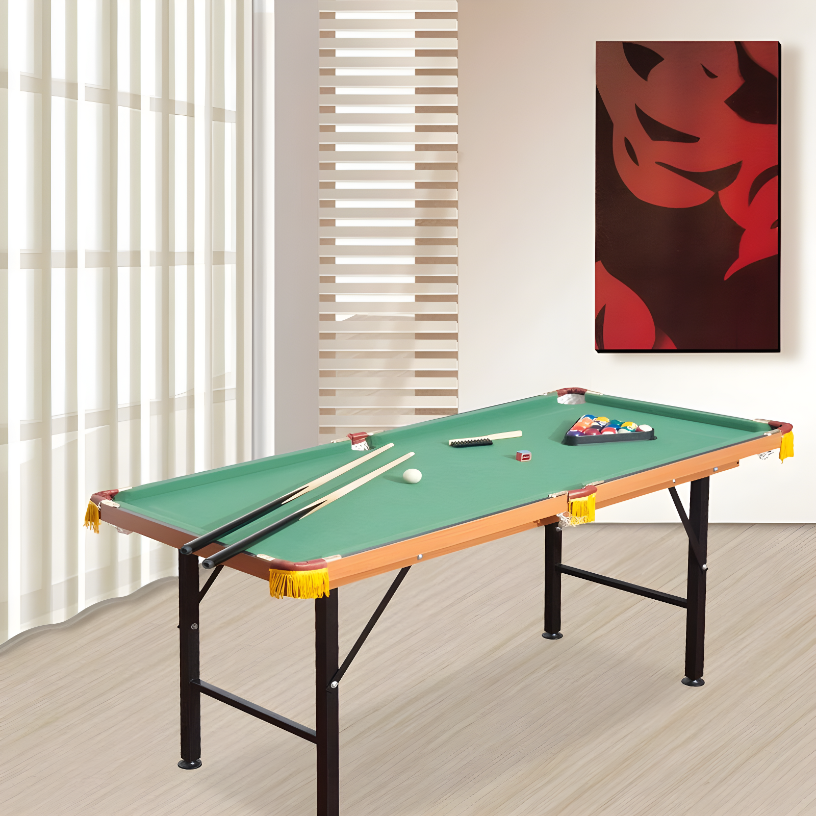 Green 55'' Portable Folding Billiards Table with Accessories