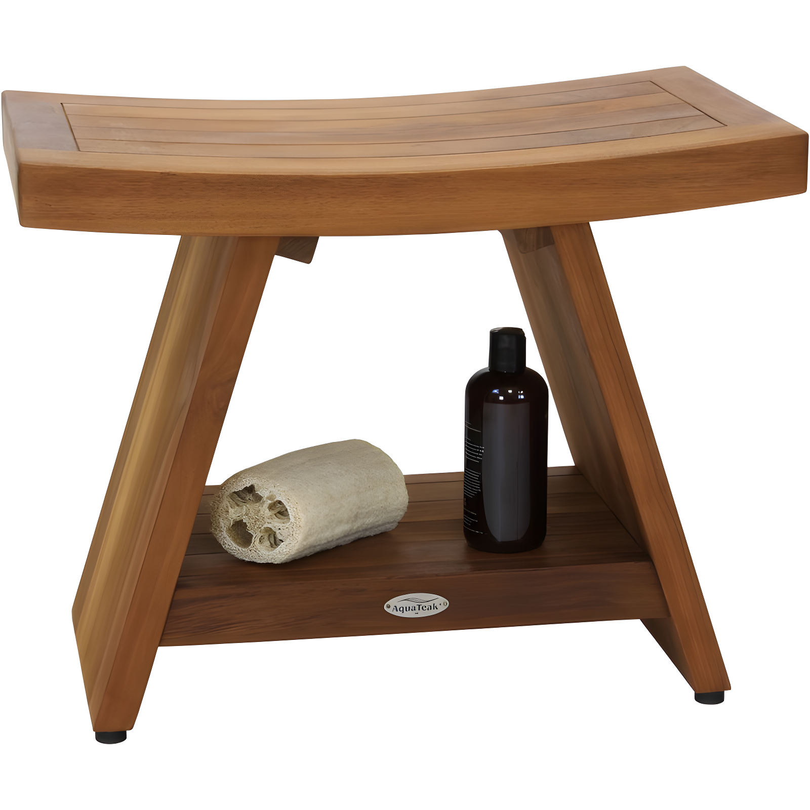 Eco-Friendly Solid Teak Wood Spa Bench with Shelf, 24"