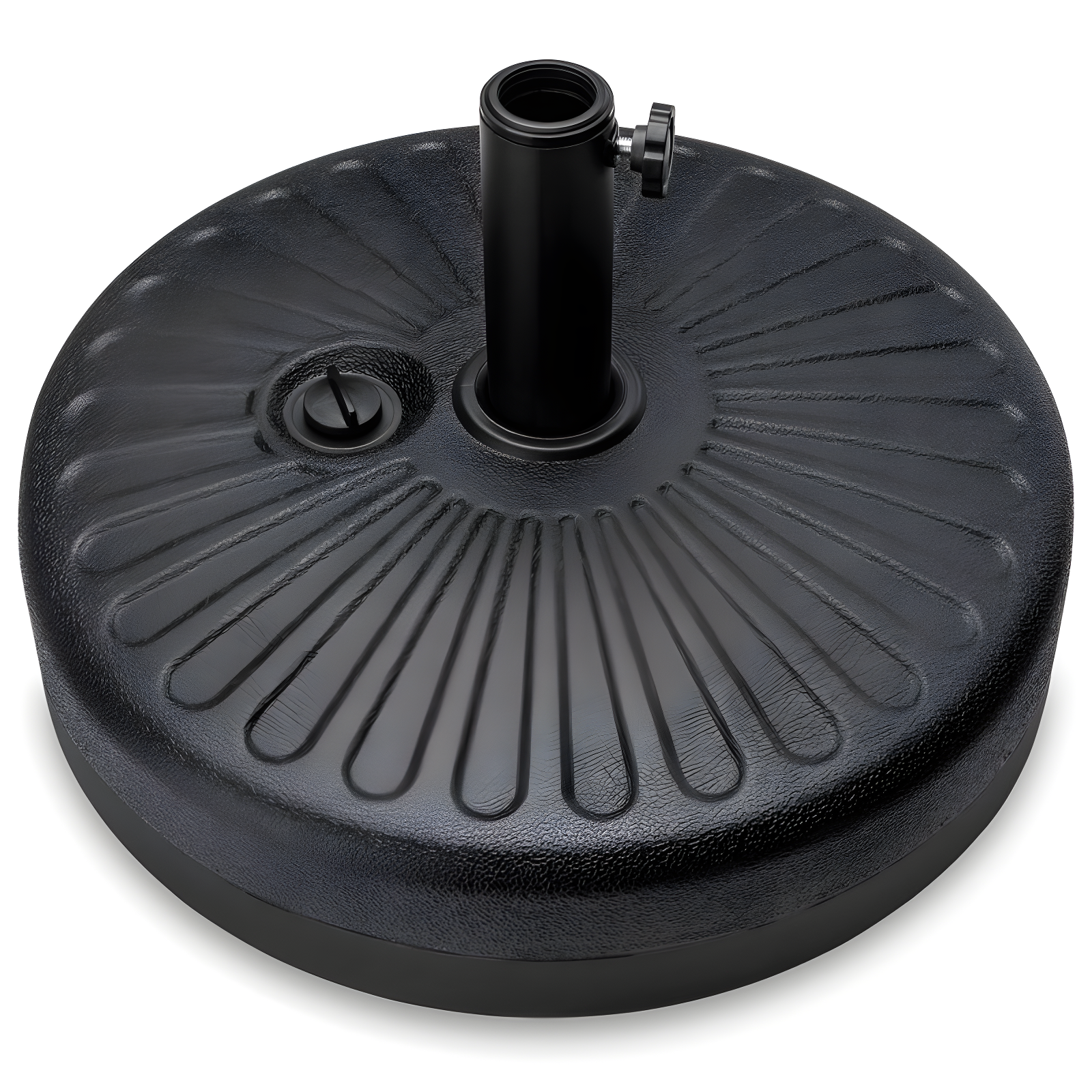 Black Fillable Plastic Patio Umbrella Base Stand with Metal Pole Holder