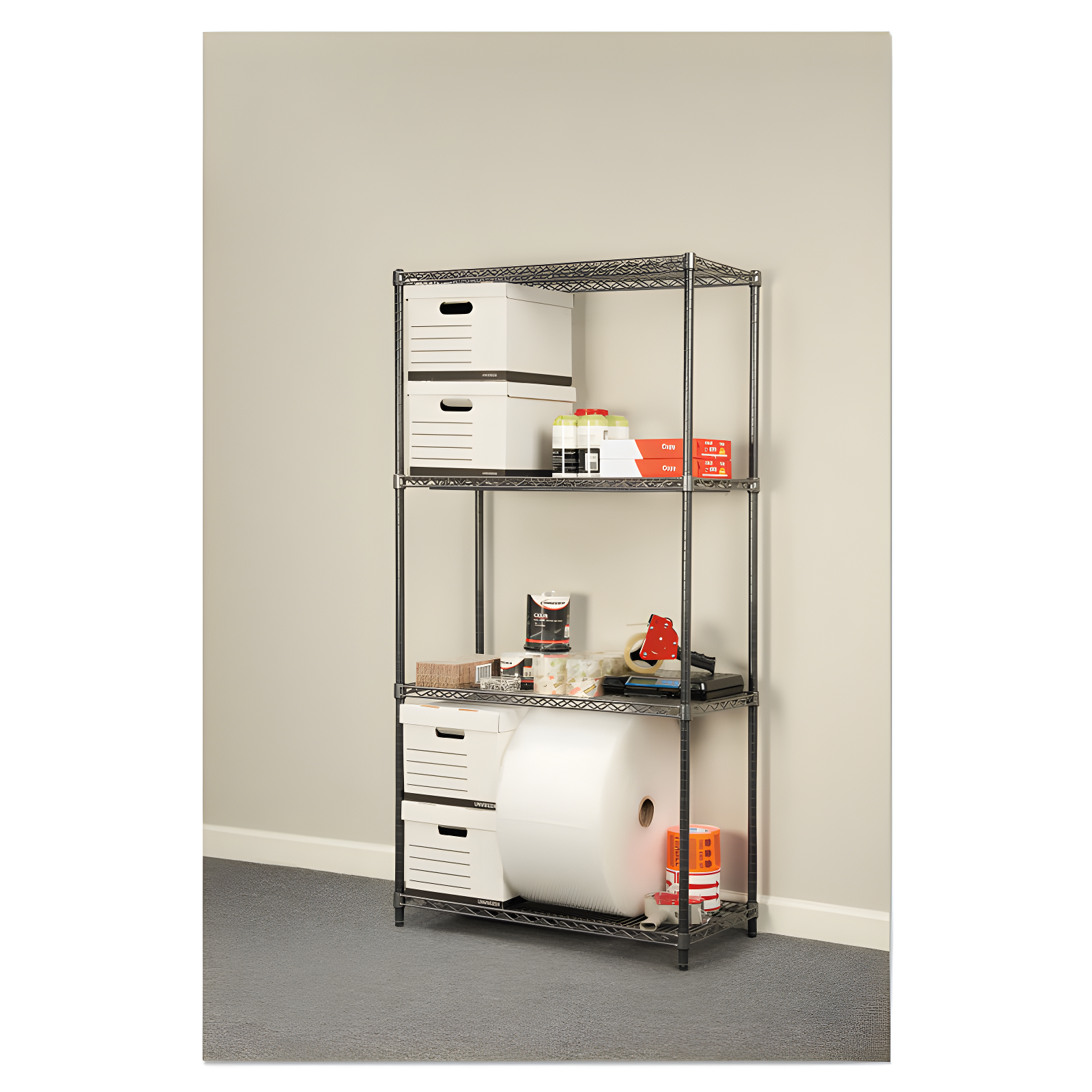 Black Anthracite Adjustable 4-Shelf Metal Storage Unit