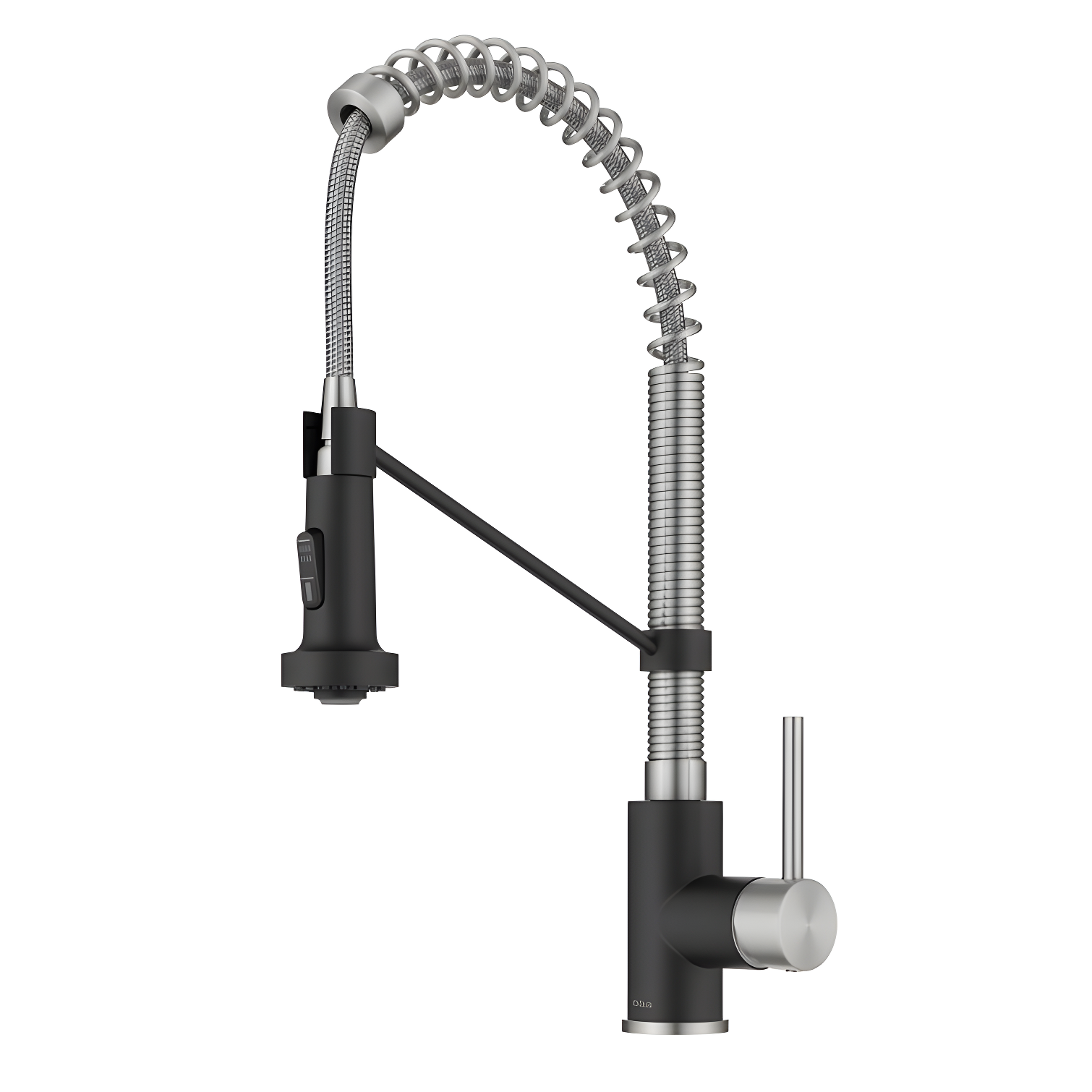 Stainless Steel and Matte Black Commercial Kitchen Faucet with Pull-Down Spray