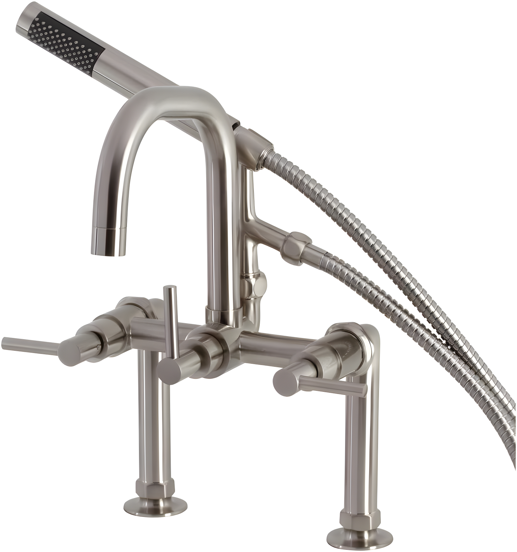 Brushed Nickel Deck Mount Clawfoot Tub Faucet with Hand Shower