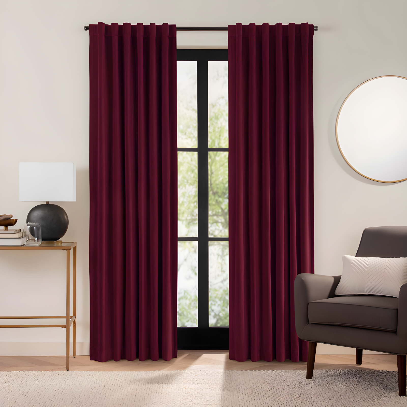 Deep Berry Velvet Blackout Rod Pocket Curtain Panel