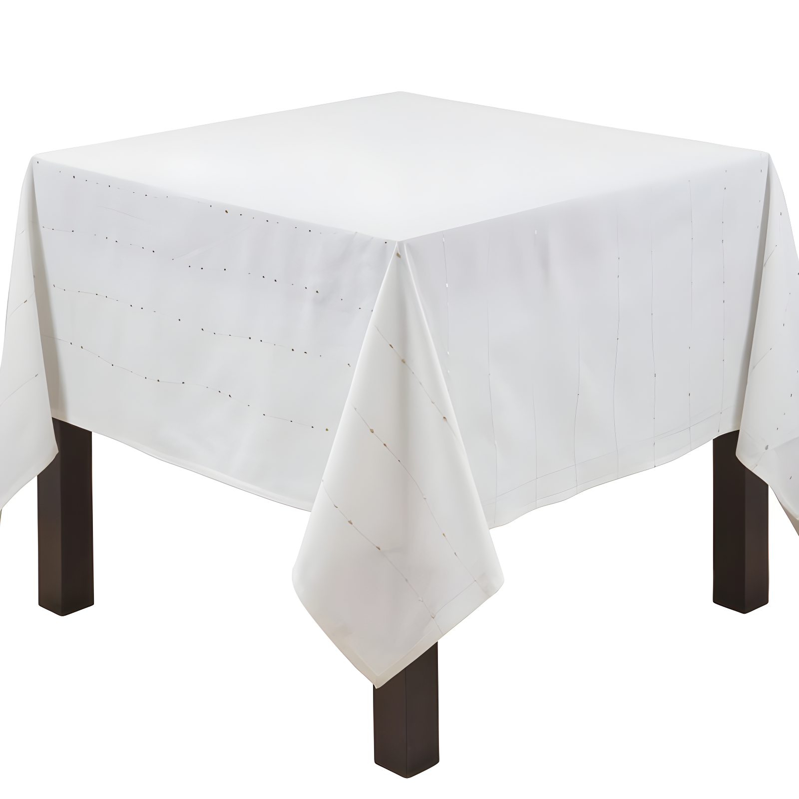 White Cotton Tablecloth with Silver Embroidered Design, 72 x 72