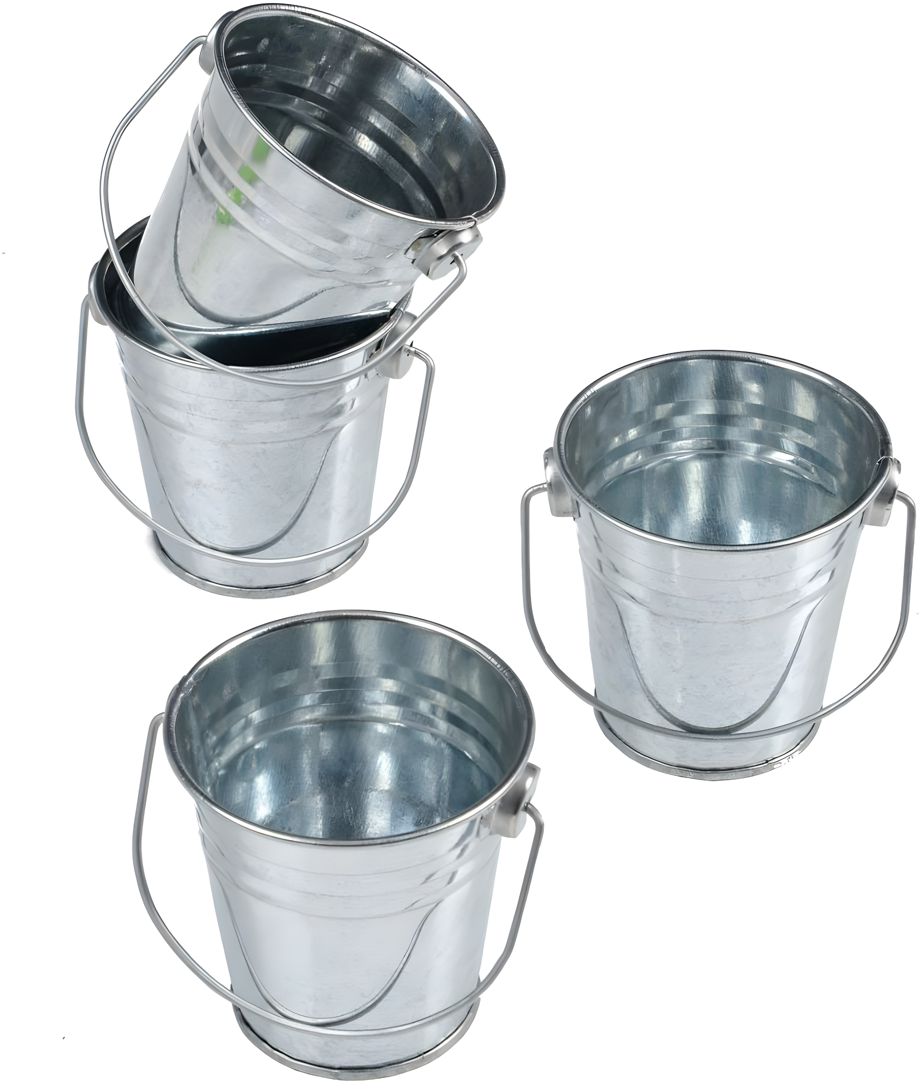 Mini Silver Metal Buckets with Handles, 2.5" Pack of 12