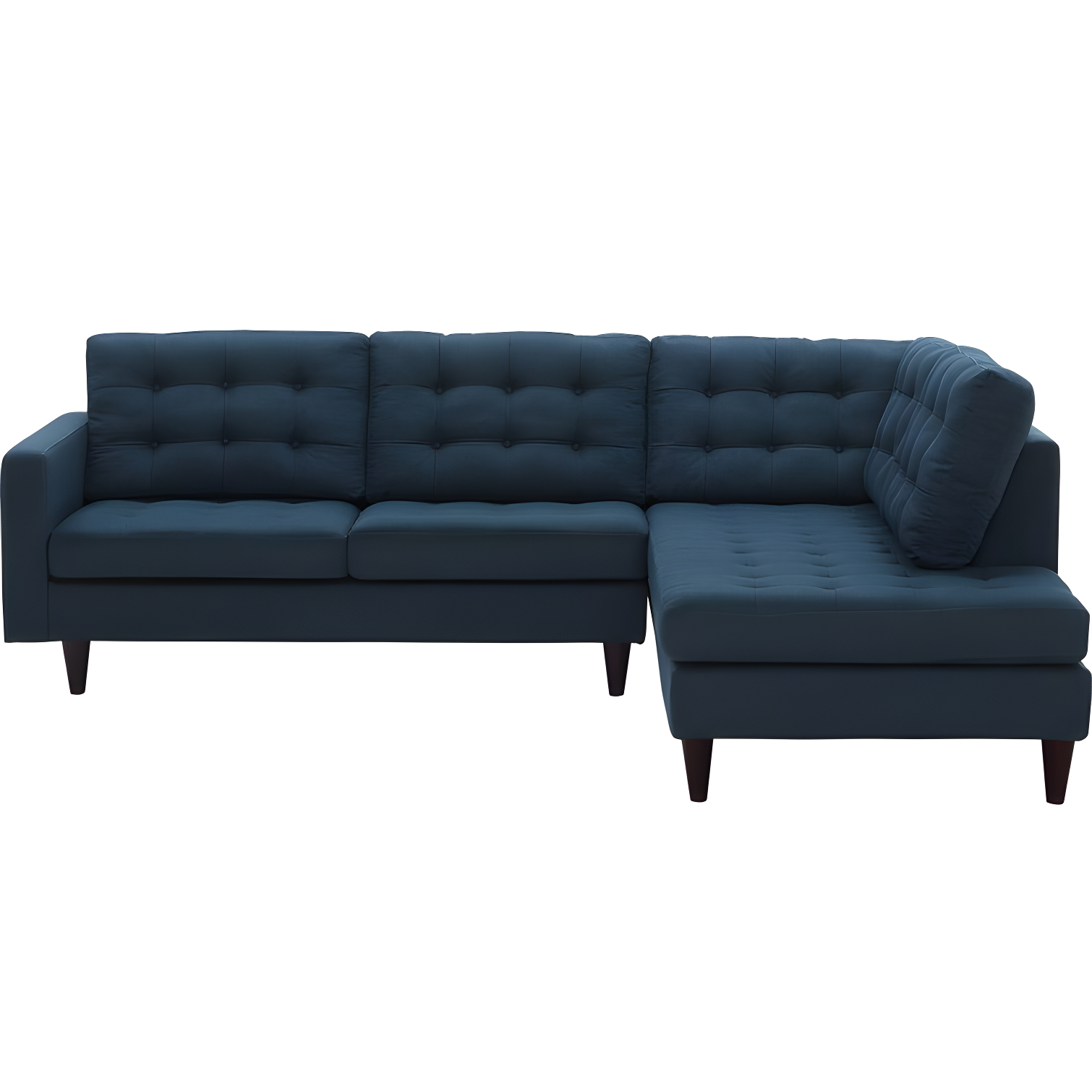 Azure Tufted Fabric 2-Piece Sectional Sofa with Wood Legs