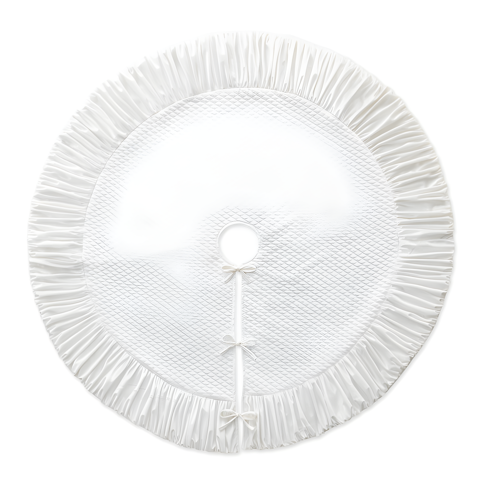 White Velvet Ruffled 48" Christmas Tree Skirt