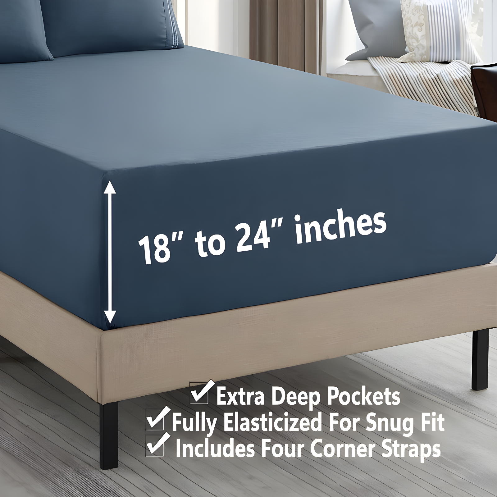 California King Denim Deep Pocket Microfiber Sheet Set