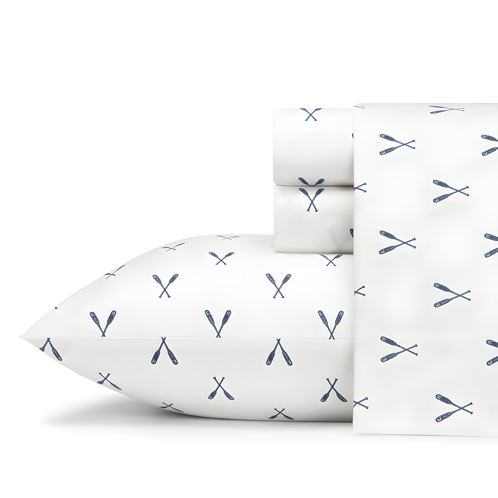 Twin White Cotton Percale Nautical Sheet Set