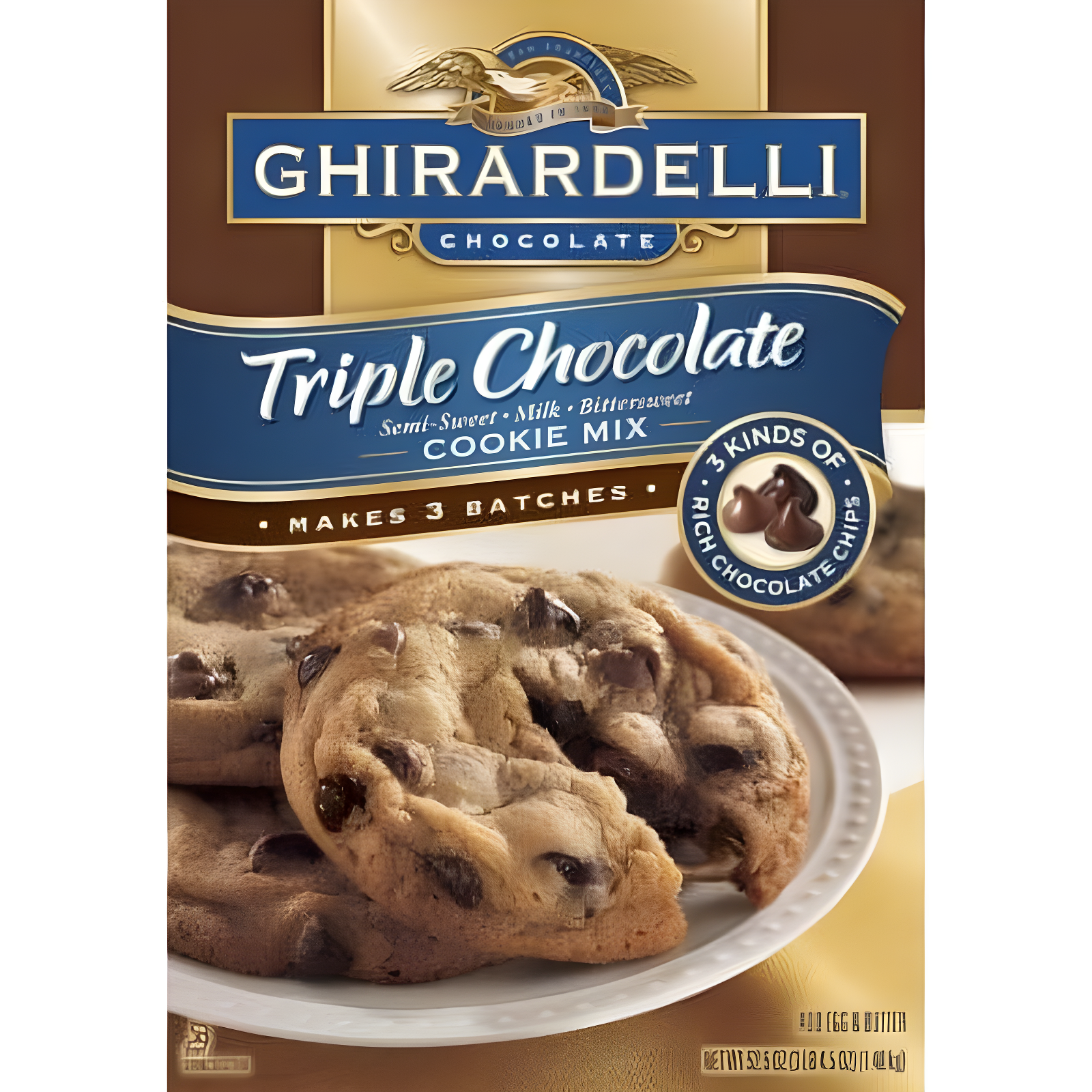 Ghirardelli Triple Chocolate Cookie Mix with Semi-Sweet, Milk, Bittersweet Chips - 52.5 oz