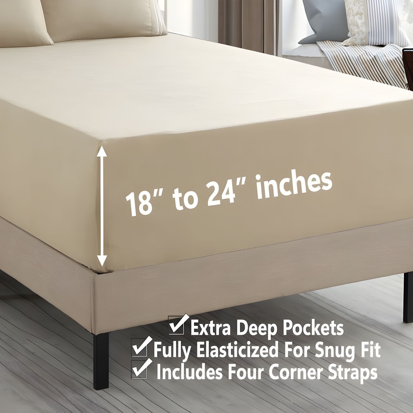 King Beige Extra Deep Pocket Microfiber Sheet Set