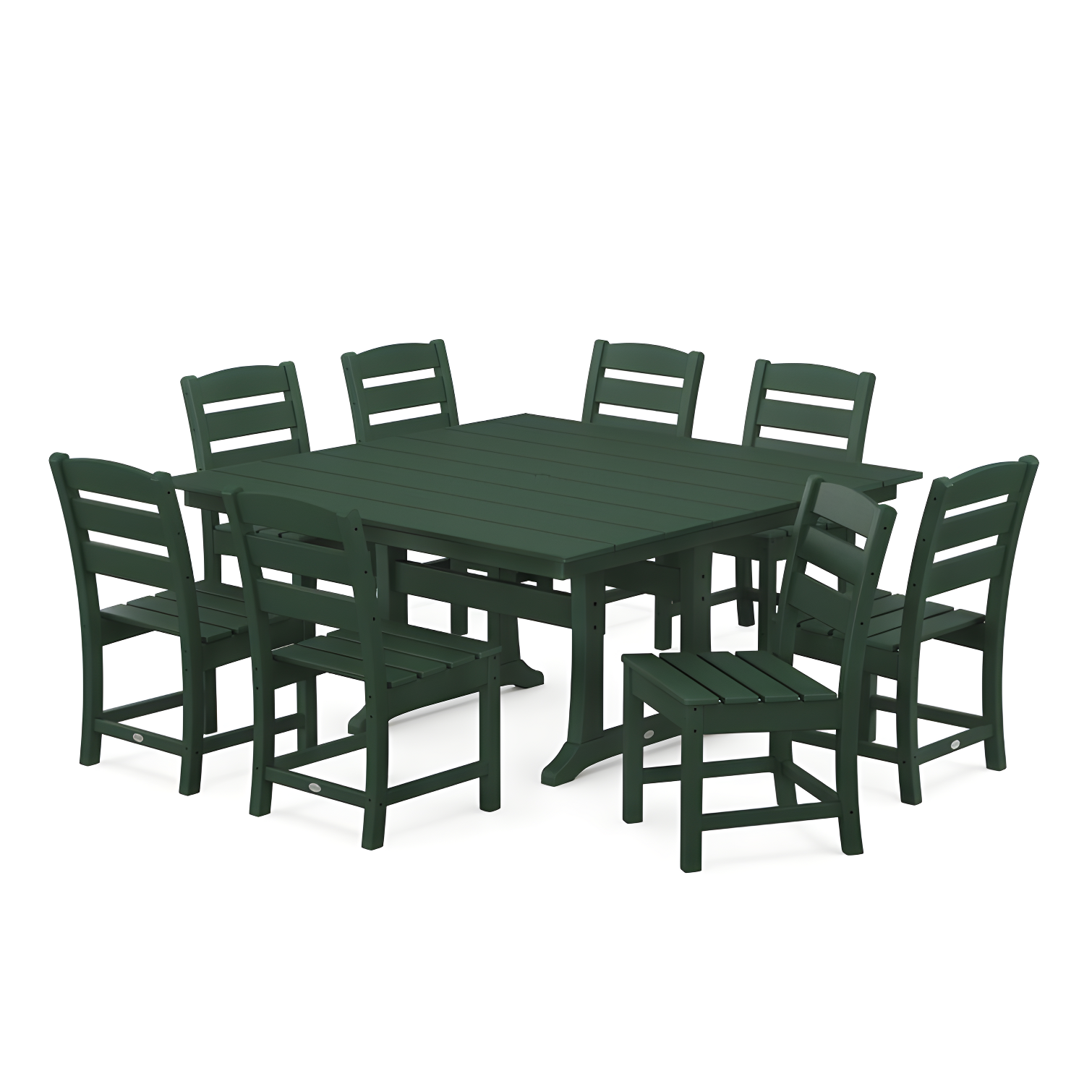 Green 8-Person Farmhouse Trestle Dining Set