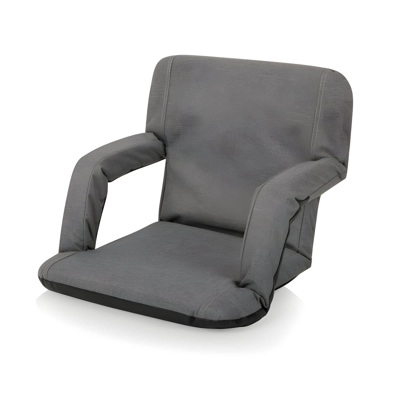 Heathered Gray Portable Reclining Floor Chair with Armrests