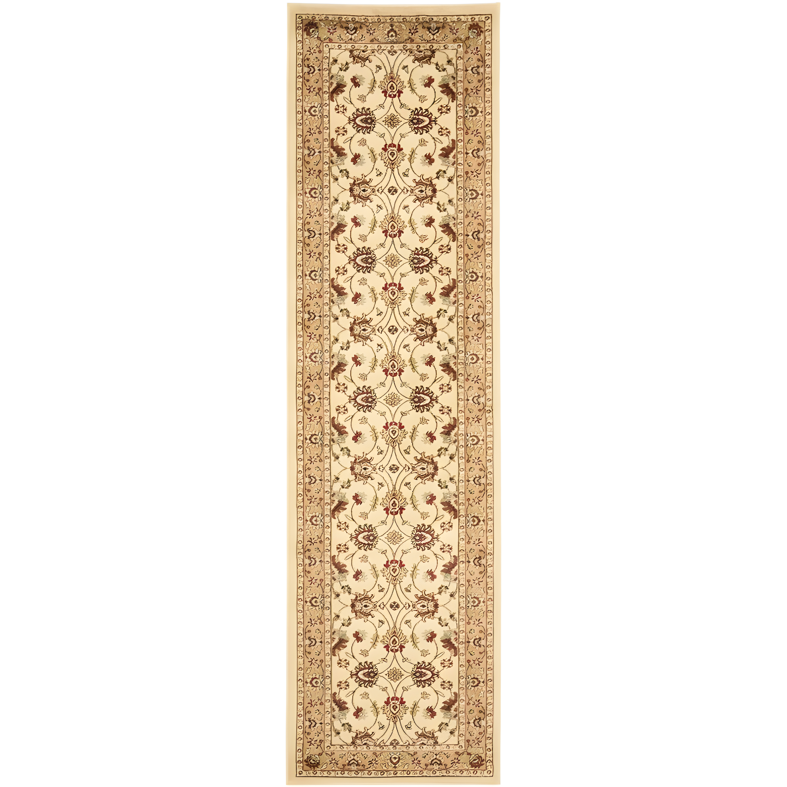 Ivory and Beige Synthetic Safavid Style Area Rug