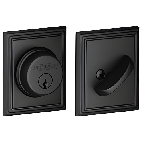 Matte Black Single Cylinder Deadbolt with Addison Trim