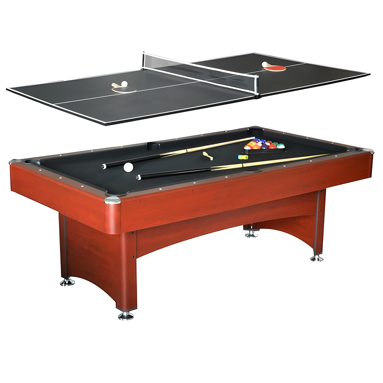 Bristol 7-Foot Dark Cherry Pool Table with Table Tennis Top