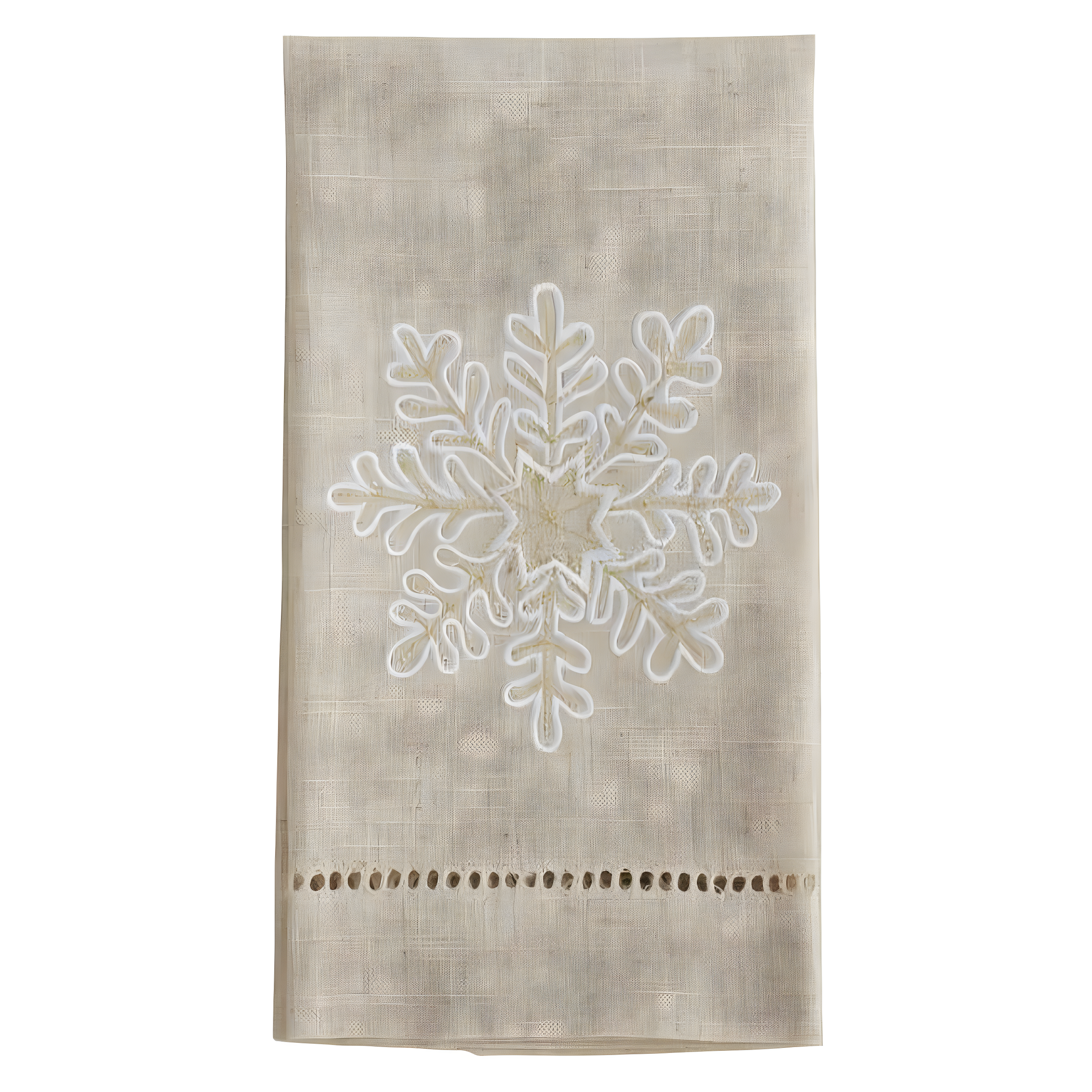 Natural Embroidered Snowflake Guest Towels Set of 4