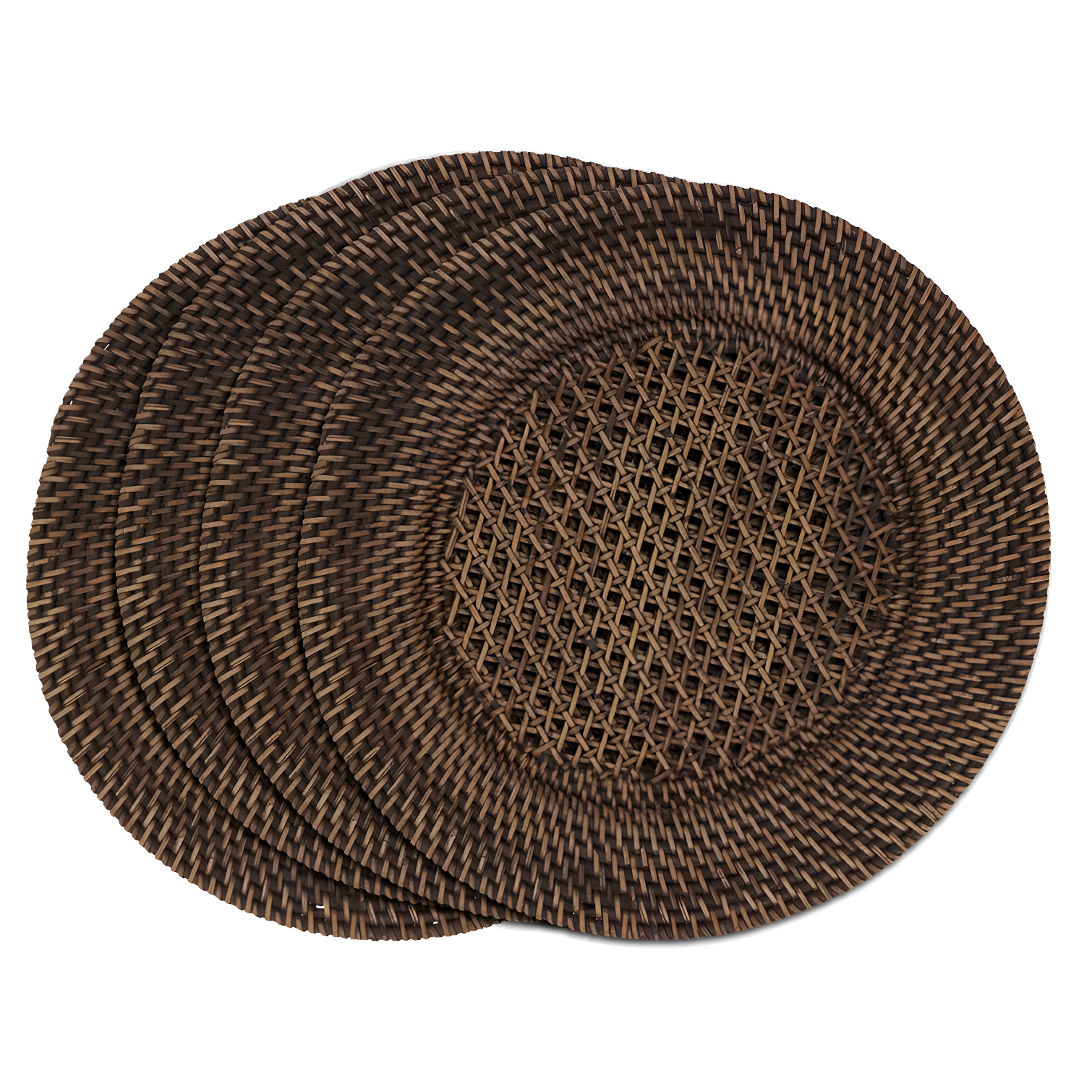 Handcrafted Dark Brown Rattan Thanksgiving Charger Plates Set