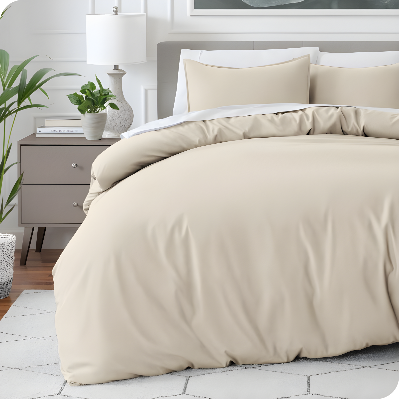 Queen Sand Ultra-Soft Microfiber Duvet Cover Set