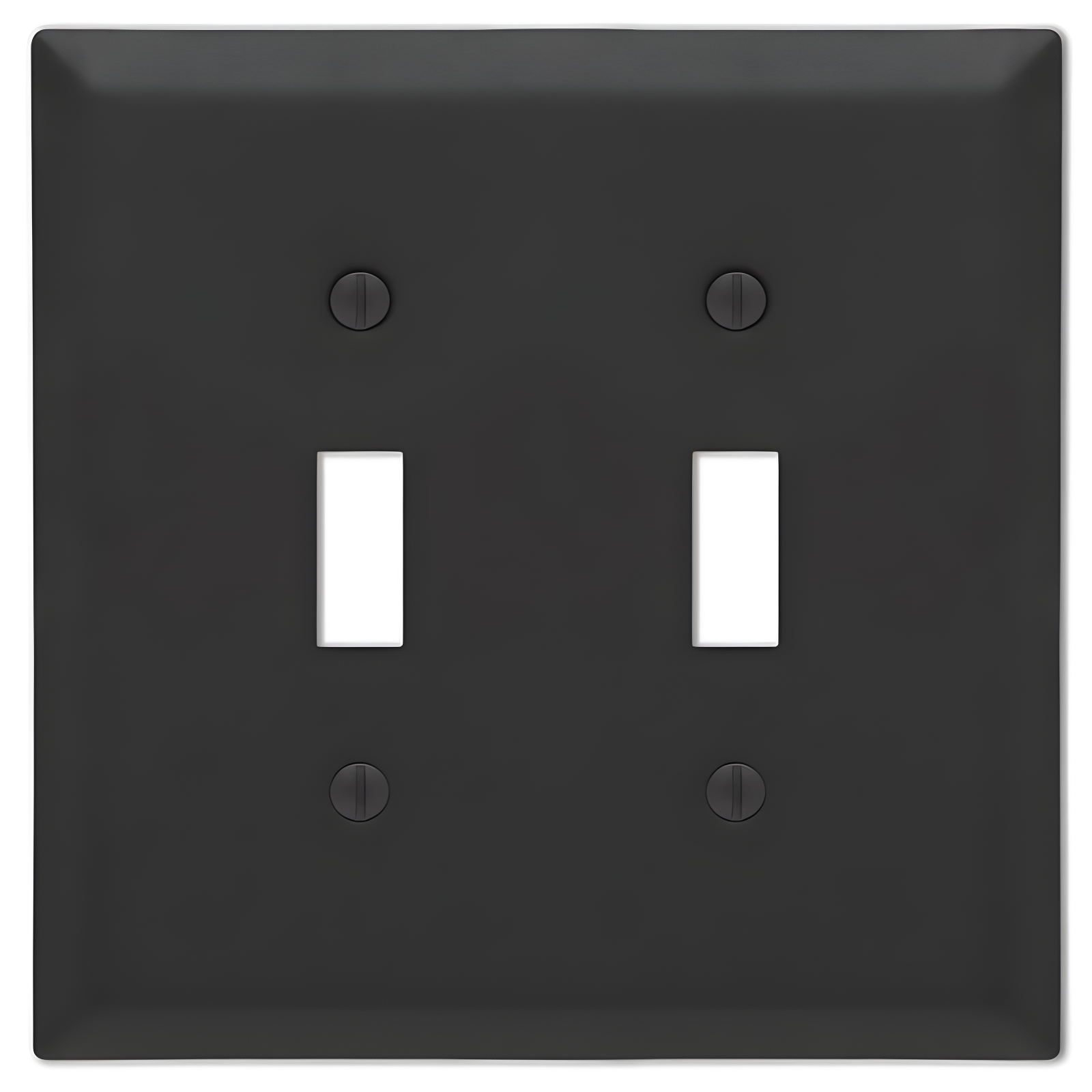 Matte Black 2-Gang Stamped Steel Toggle Wall Plate