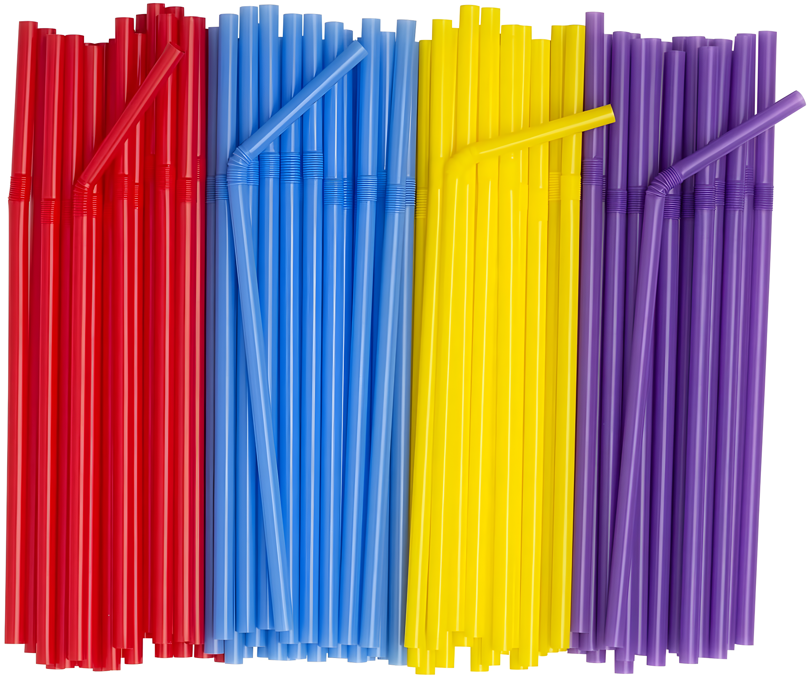 Assorted Color 8mm Flexible Disposable Plastic Drinking Straws, 500 Pack