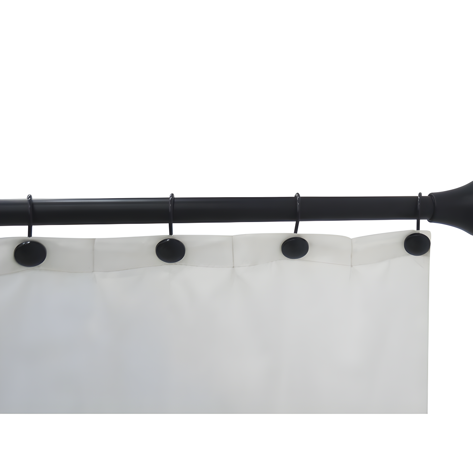 Black Matte Adjustable Stainless Steel Shower Curtain Rod with Hooks