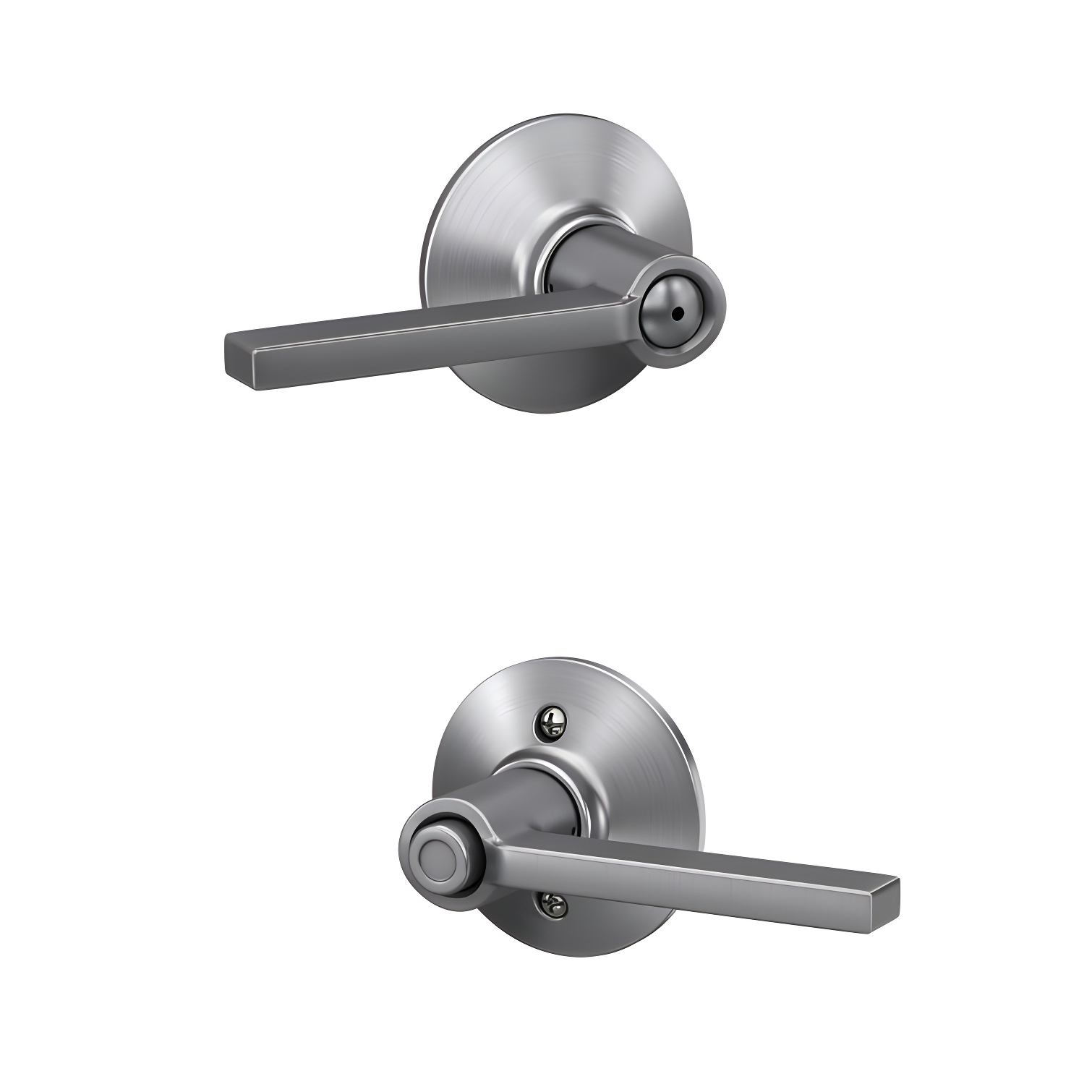 Satin Chrome Privacy Door Lever with Greyson Rosette