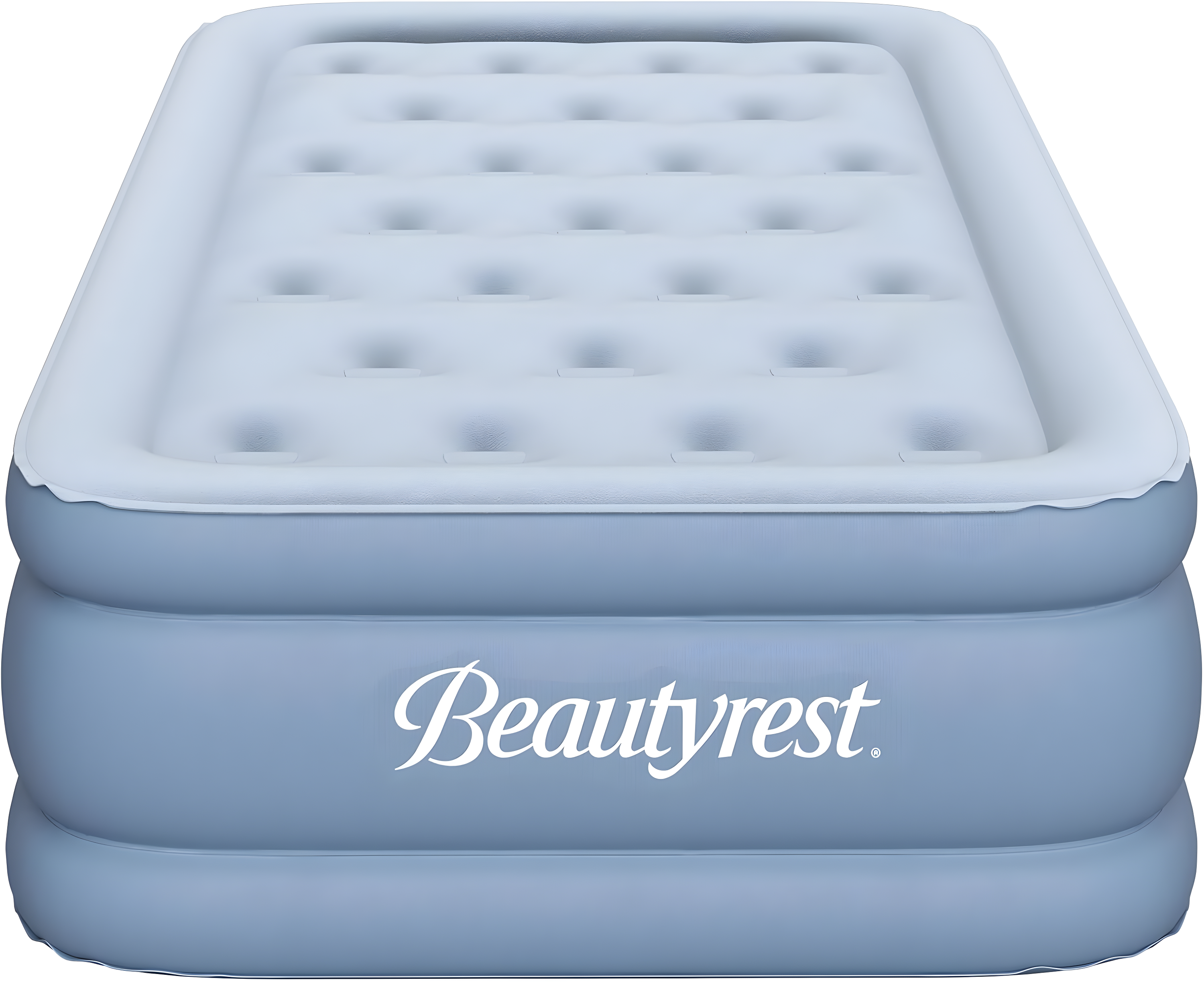 Twin Blue Vinyl Air Bed Mattress with Pump and Raised Edge