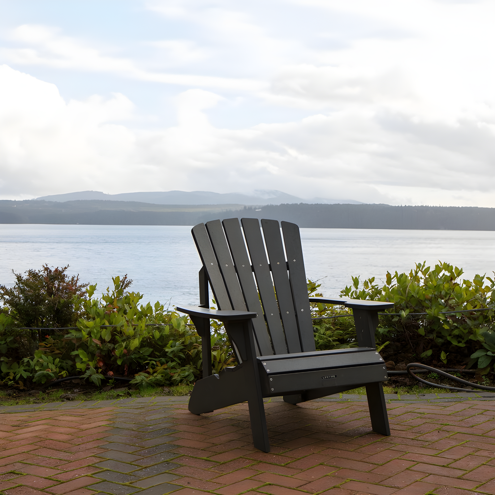 Black Composite Adirondack Chair with Arms and UV Protection