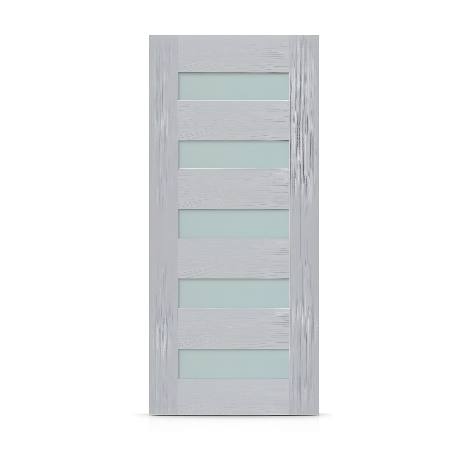 Modern Gray Fiberglass Exterior Door with Frosted Glass Panels