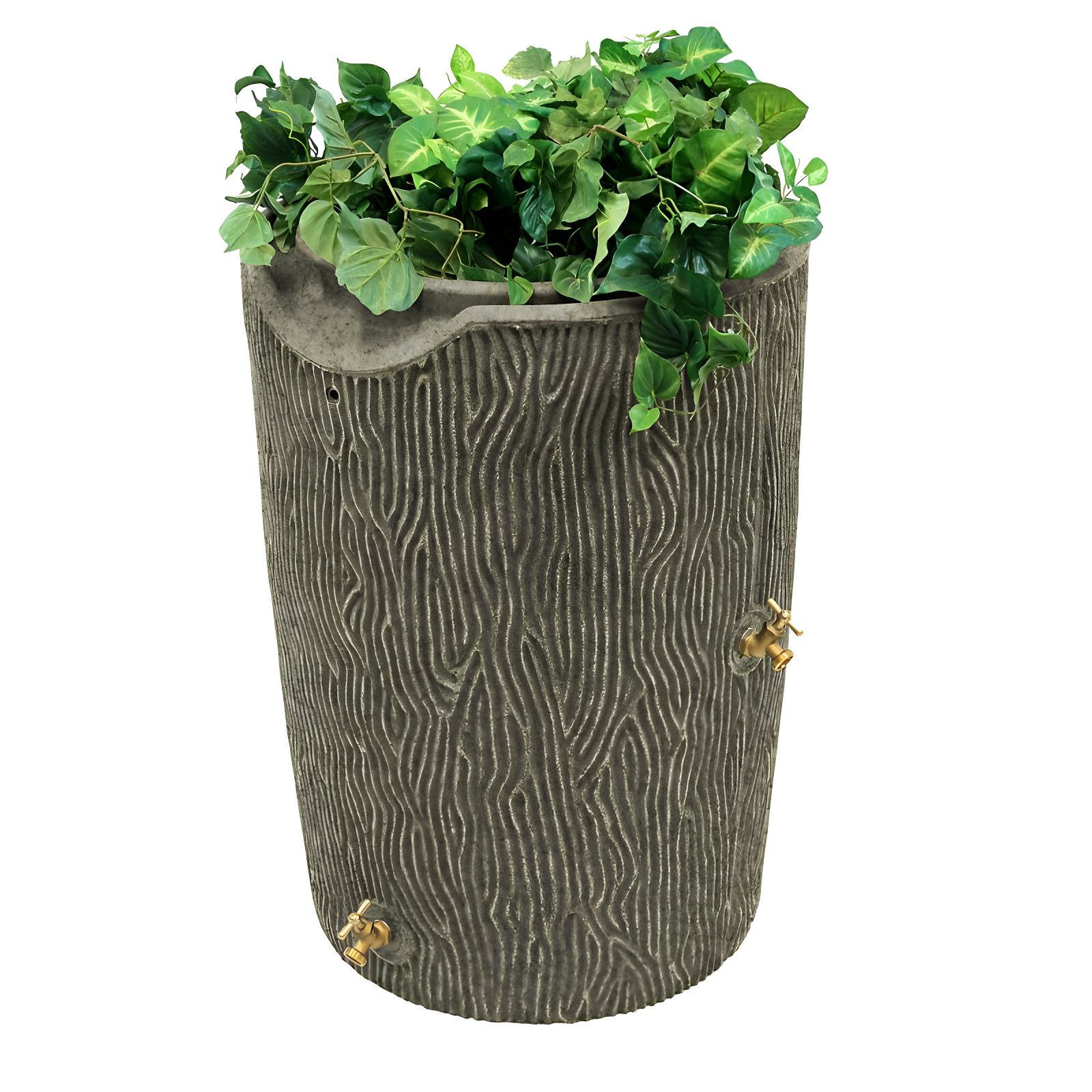 Sandstone Bark Design 50 Gallon Rain Saver with Brass Spigots