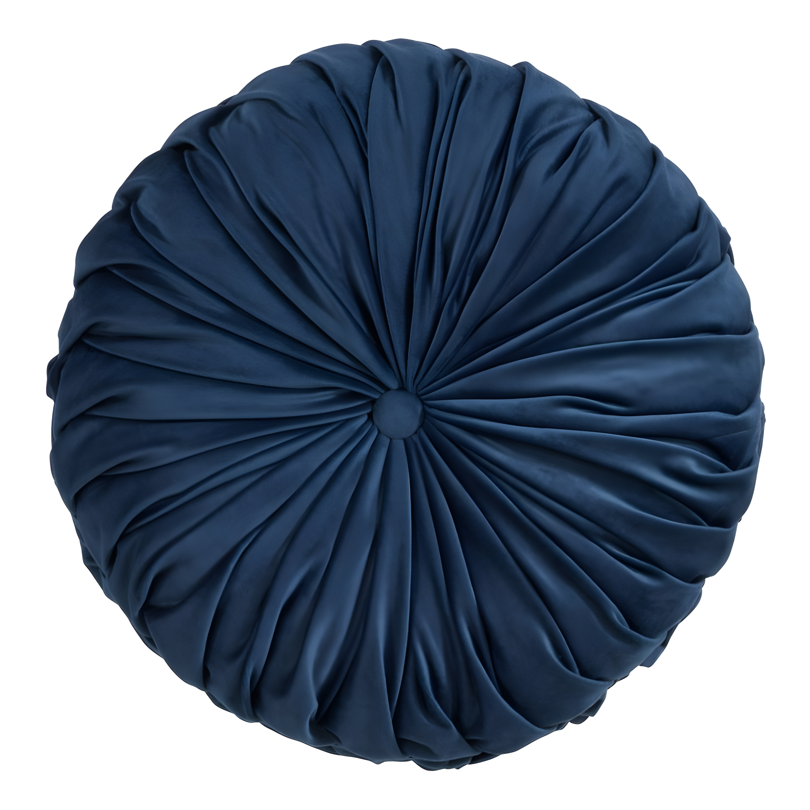 14" Navy Blue Velvet Pintucked Round Throw Pillow