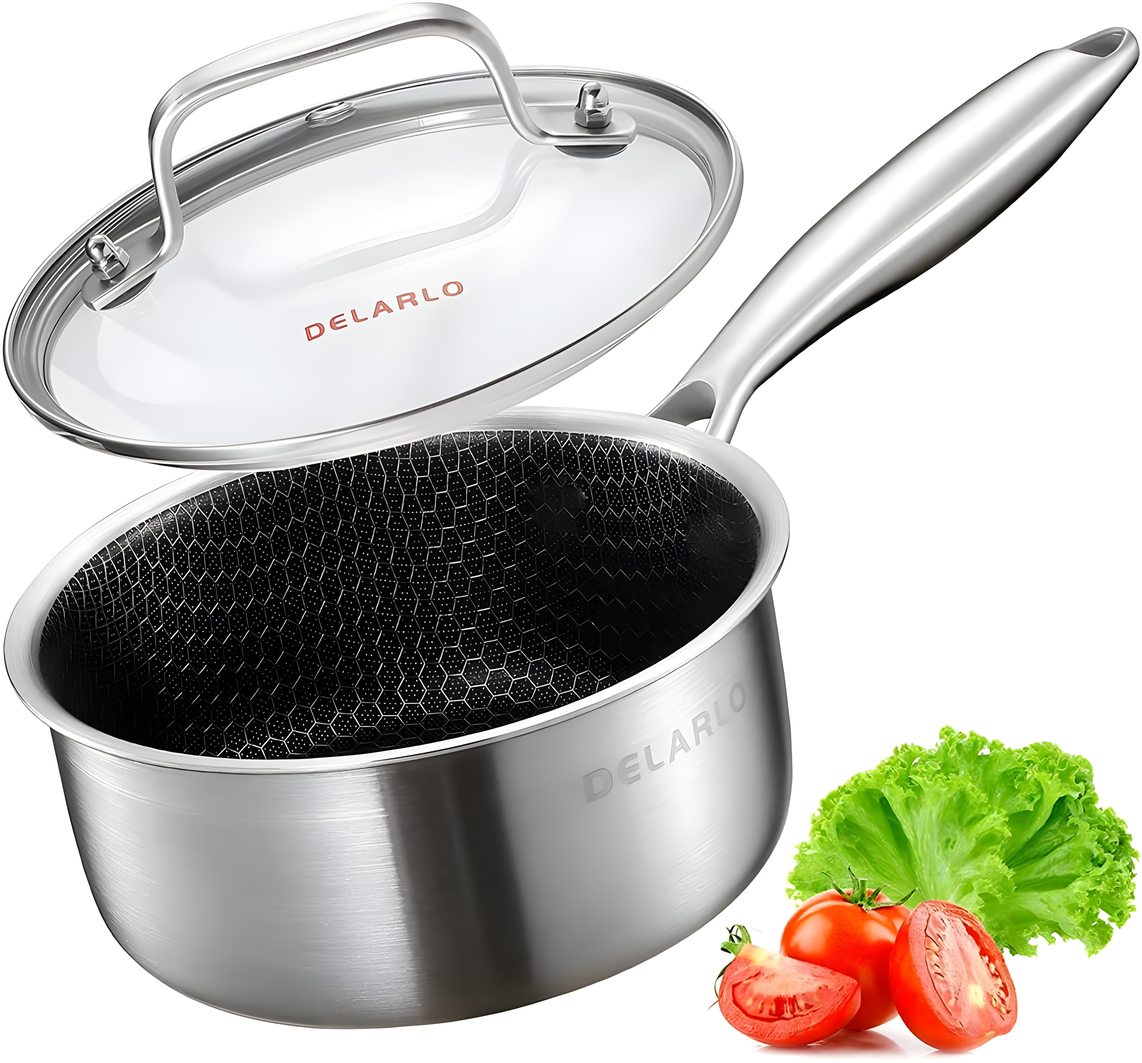 Delarlo 1.5 Quart Stainless Steel Non-Stick Saucier with Lid