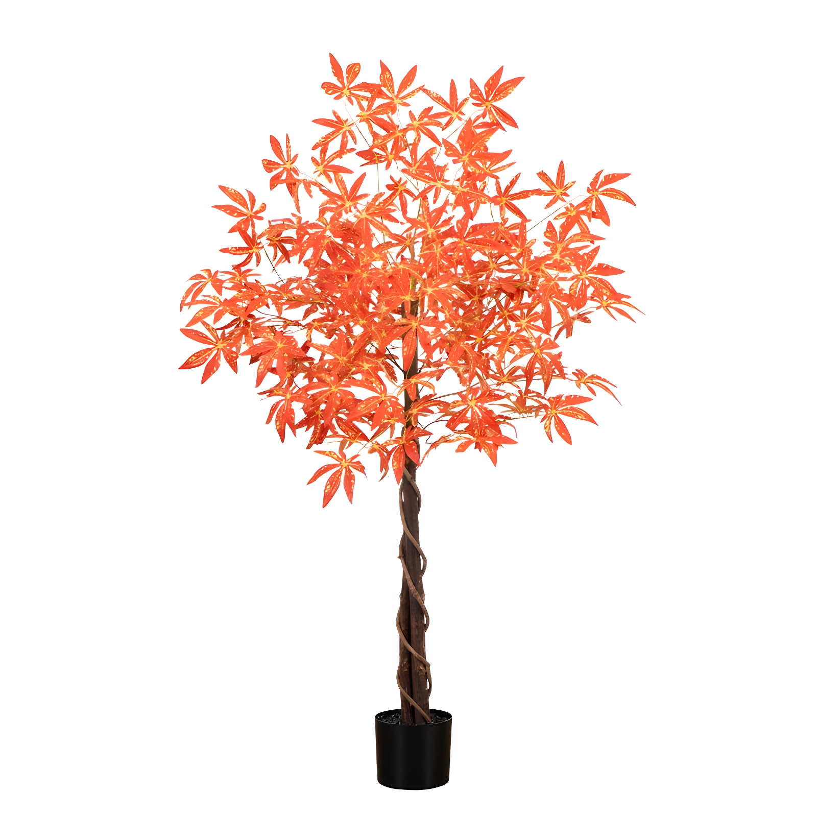 4-Foot Orange Maple Artificial Fall Tree in Black Pot