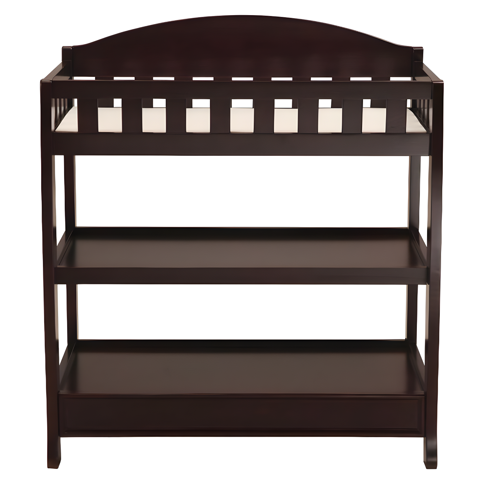 Dark Brown Wood Infant Changing Table with Safety Strap