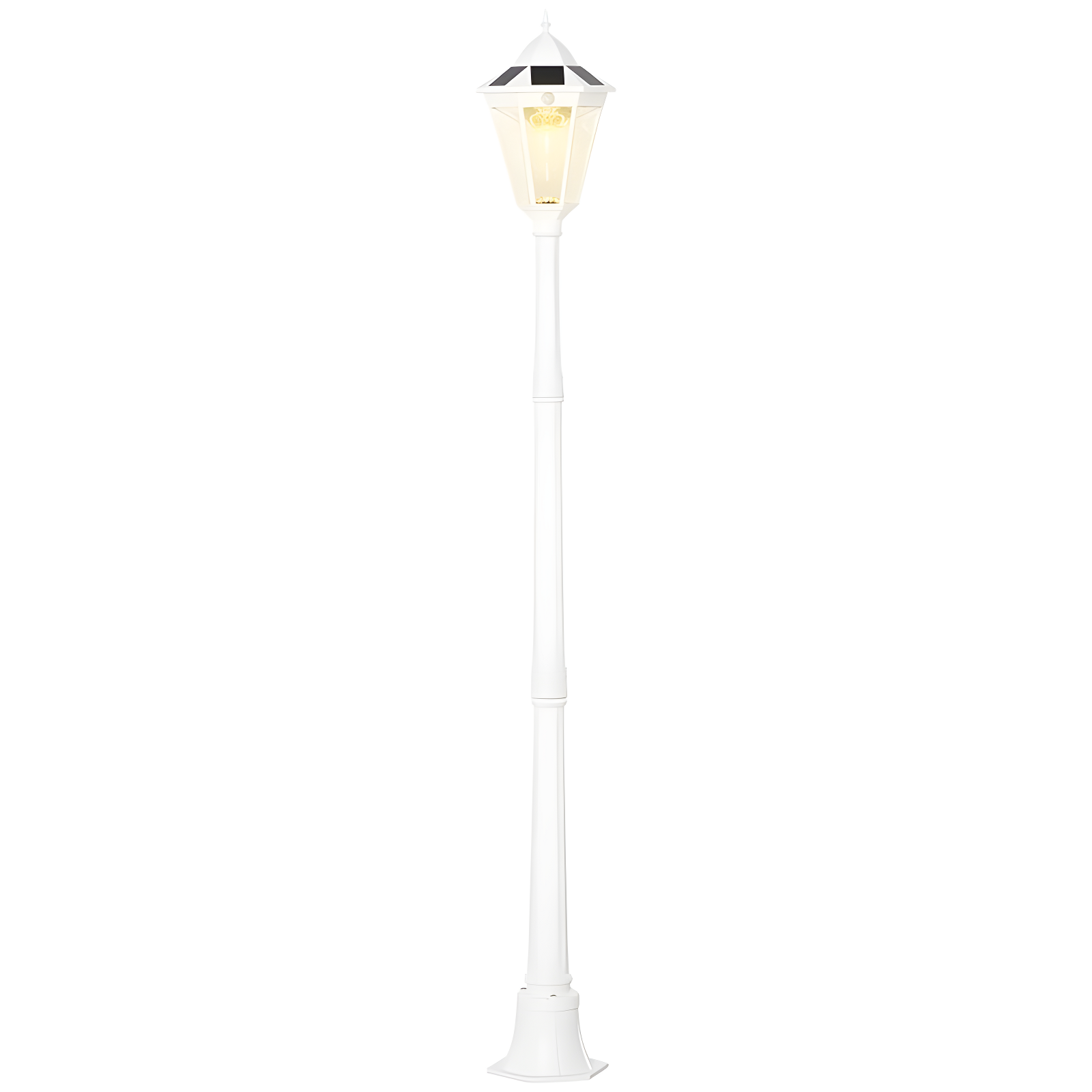 White Solar Powered LED Lamp Post with Motion Sensor