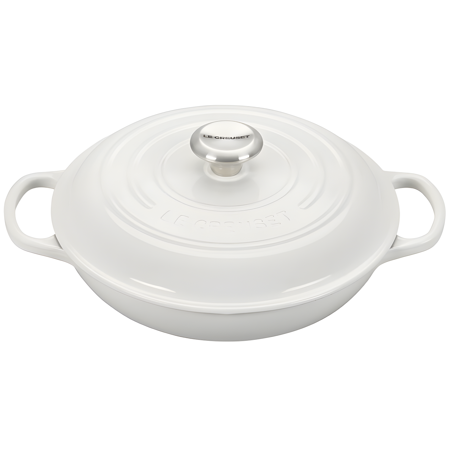 White Enameled Cast Iron 2.25-Quart Braiser with Lid