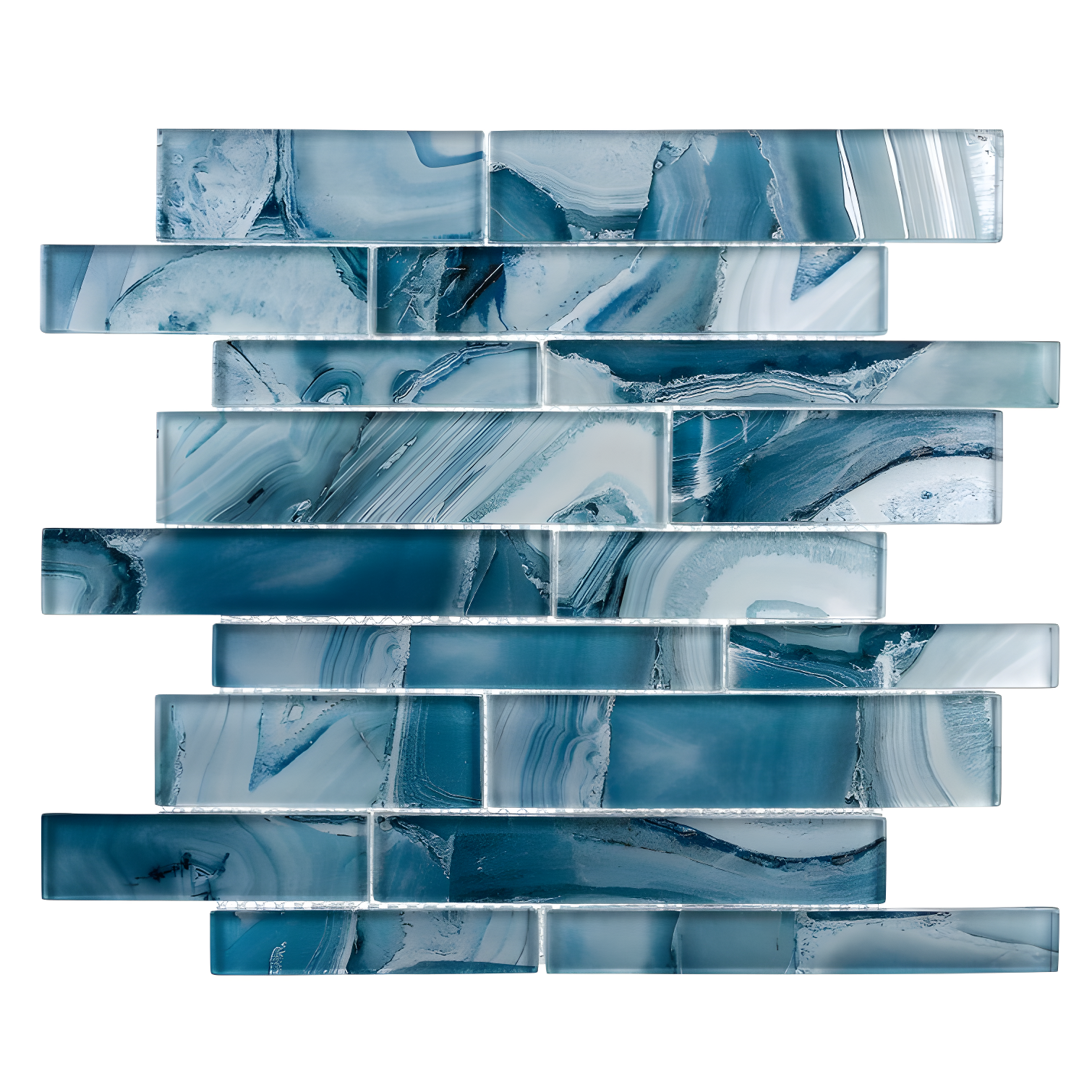 Myst Lake Blue Glass Brick Joint Mosaic Tile