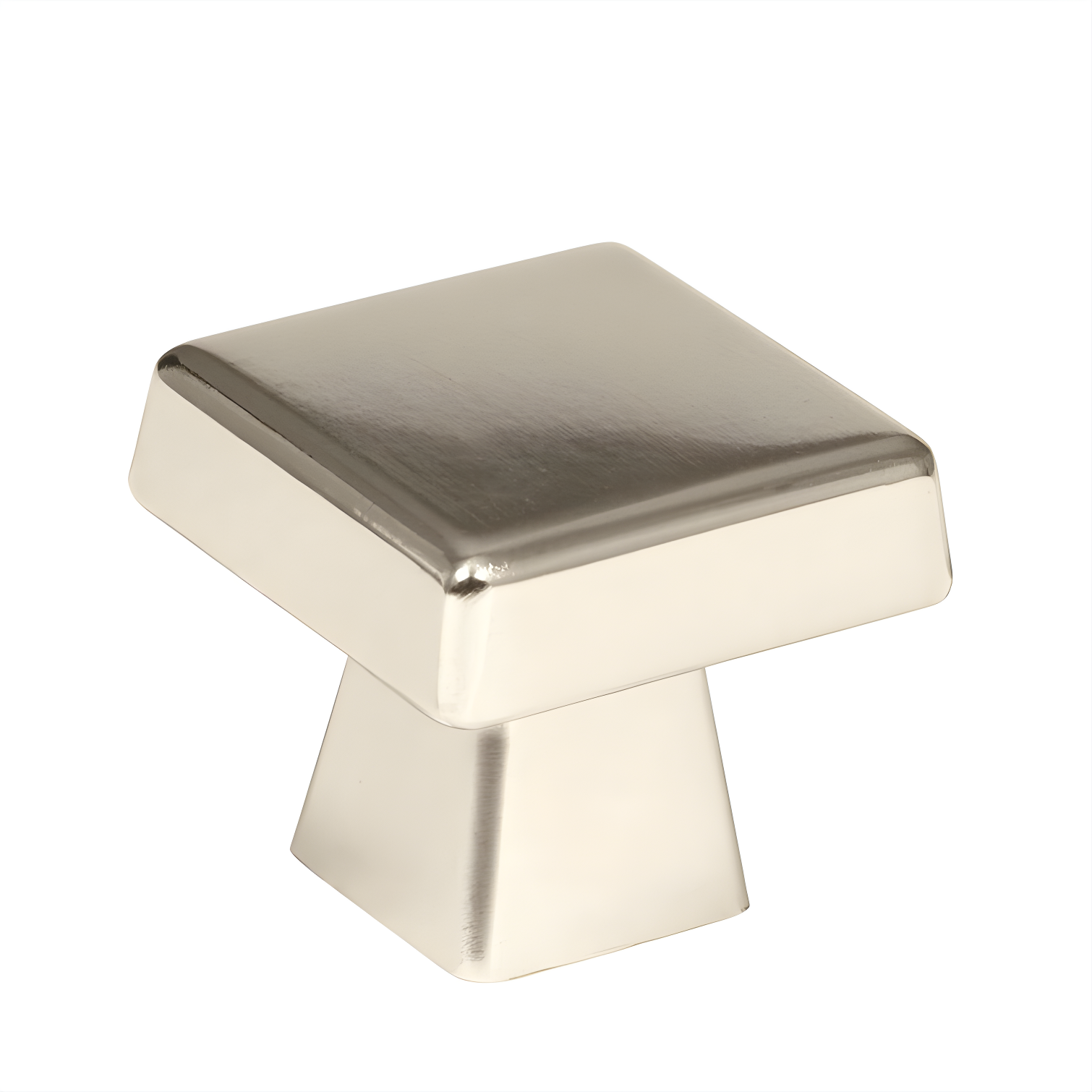 Polished Nickel Square Cabinet Knob with Mounting Hardware