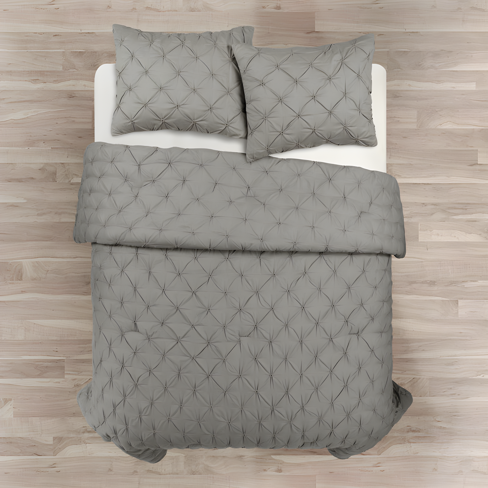 Gray King Cotton Pintuck Comforter Set