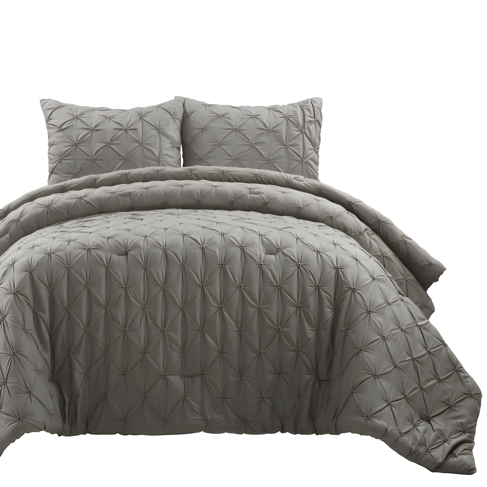 Gray King Cotton Pintuck Comforter Set