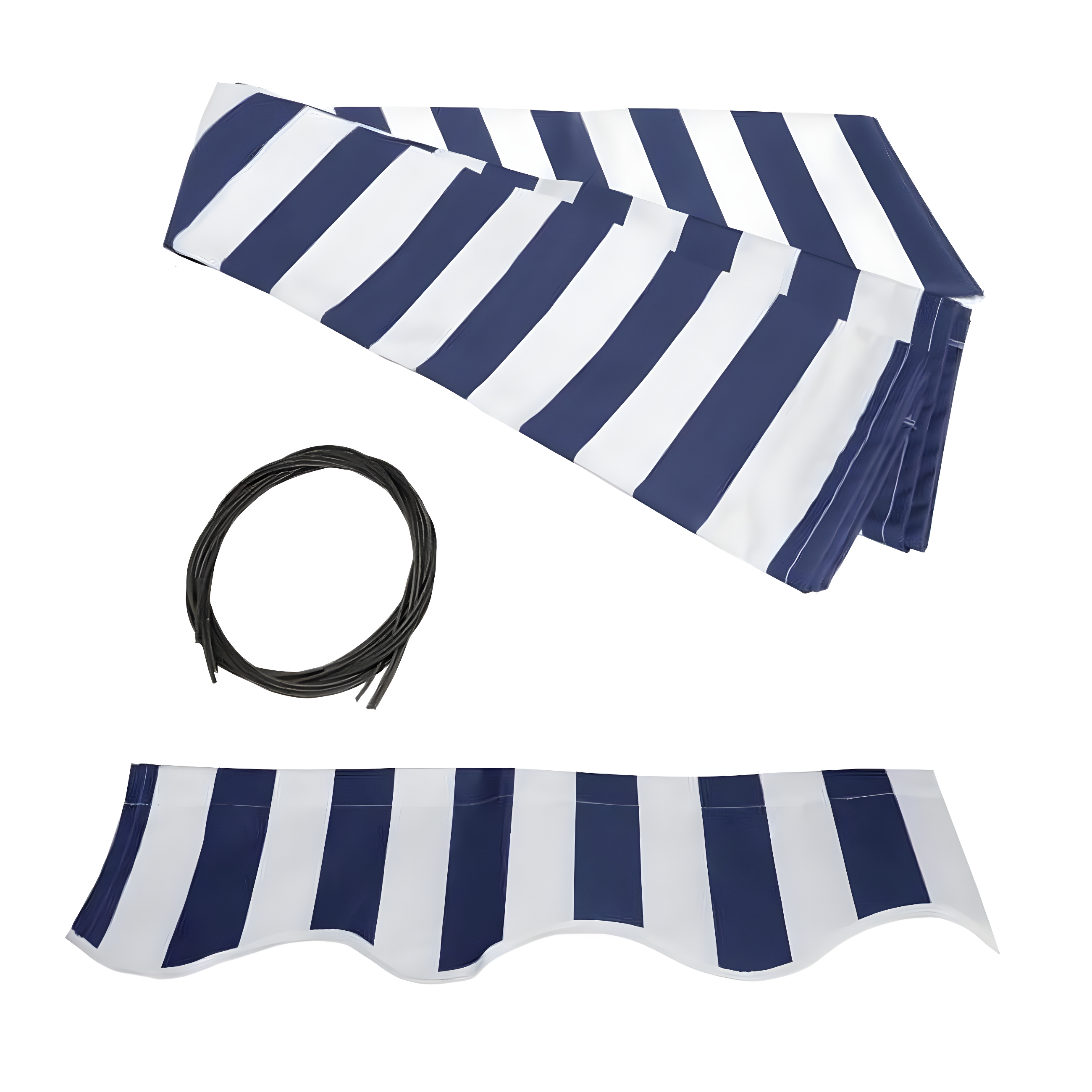 Blue and White Striped Polyester Patio Awning Fabric Replacement