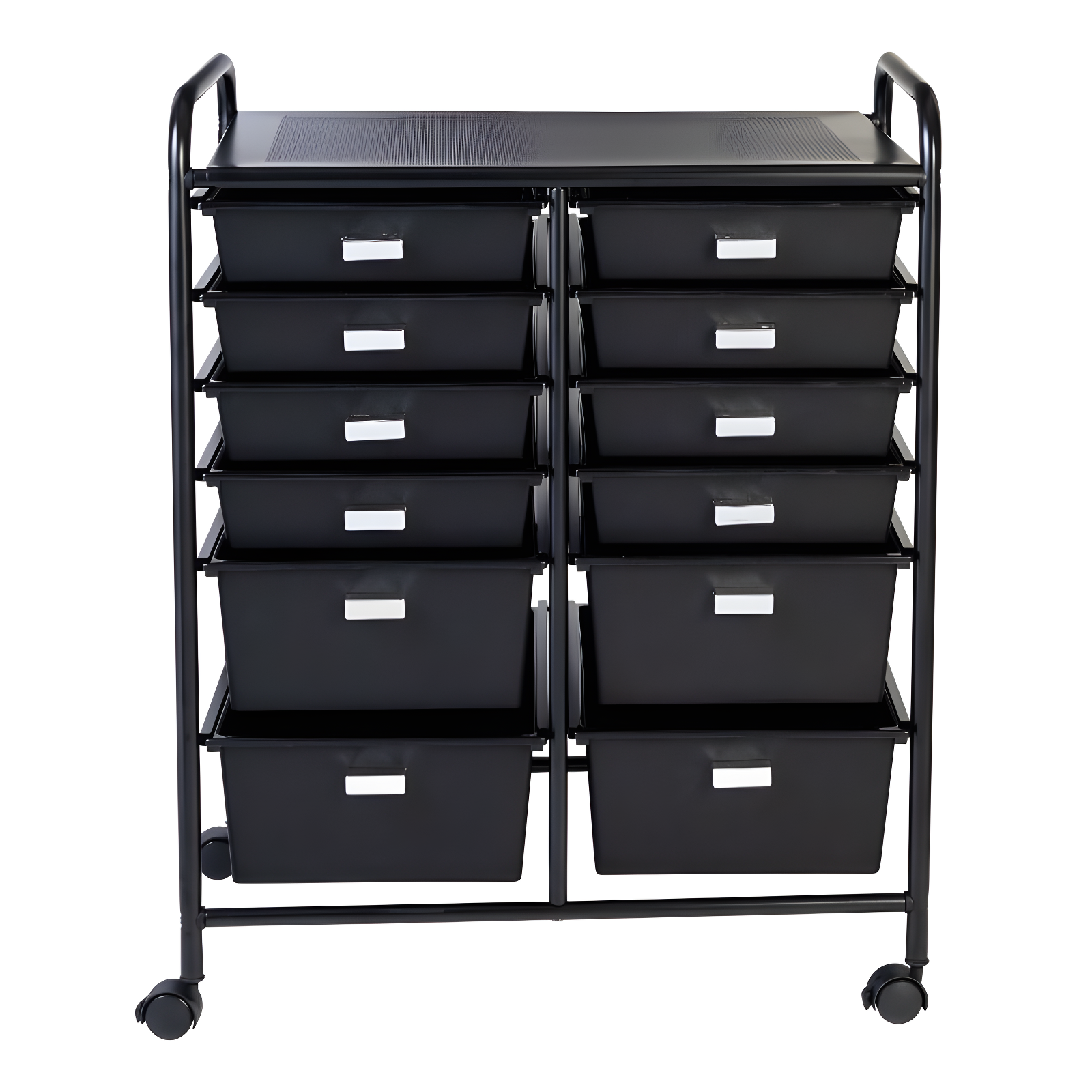 Black Chrome 12-Drawer Rolling Storage Cart with Lockable Casters