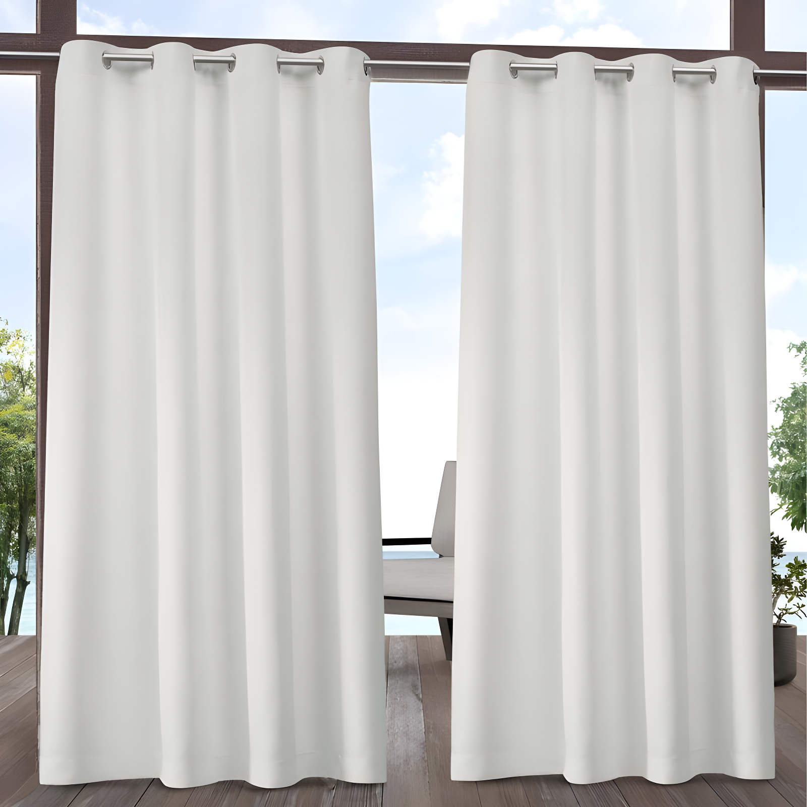 Vanilla Light-Filtering Polyester Grommet Curtain Panels, 54x96