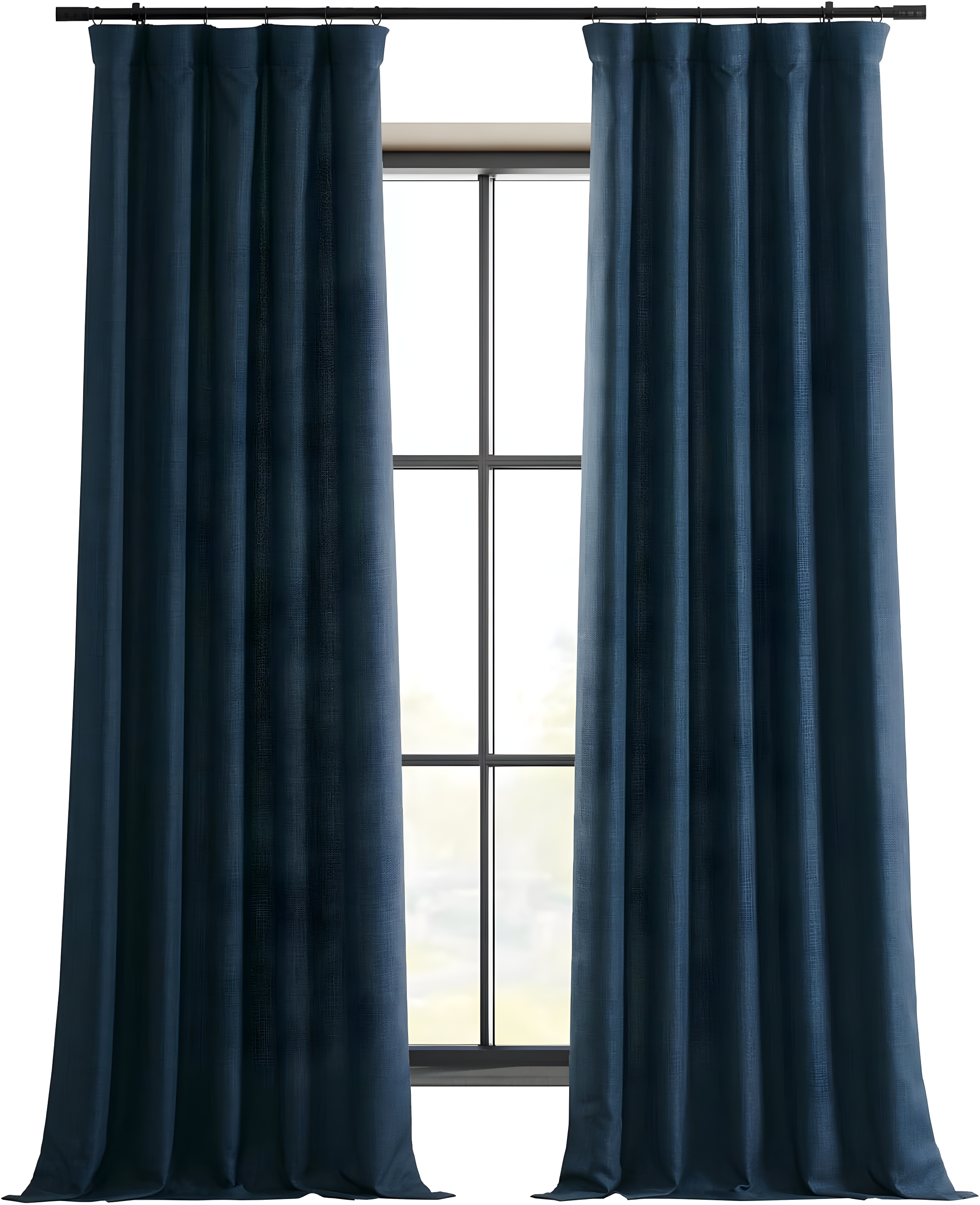 Sergeants Blue Room-Darkening Faux Linen Curtain Panel 50x84